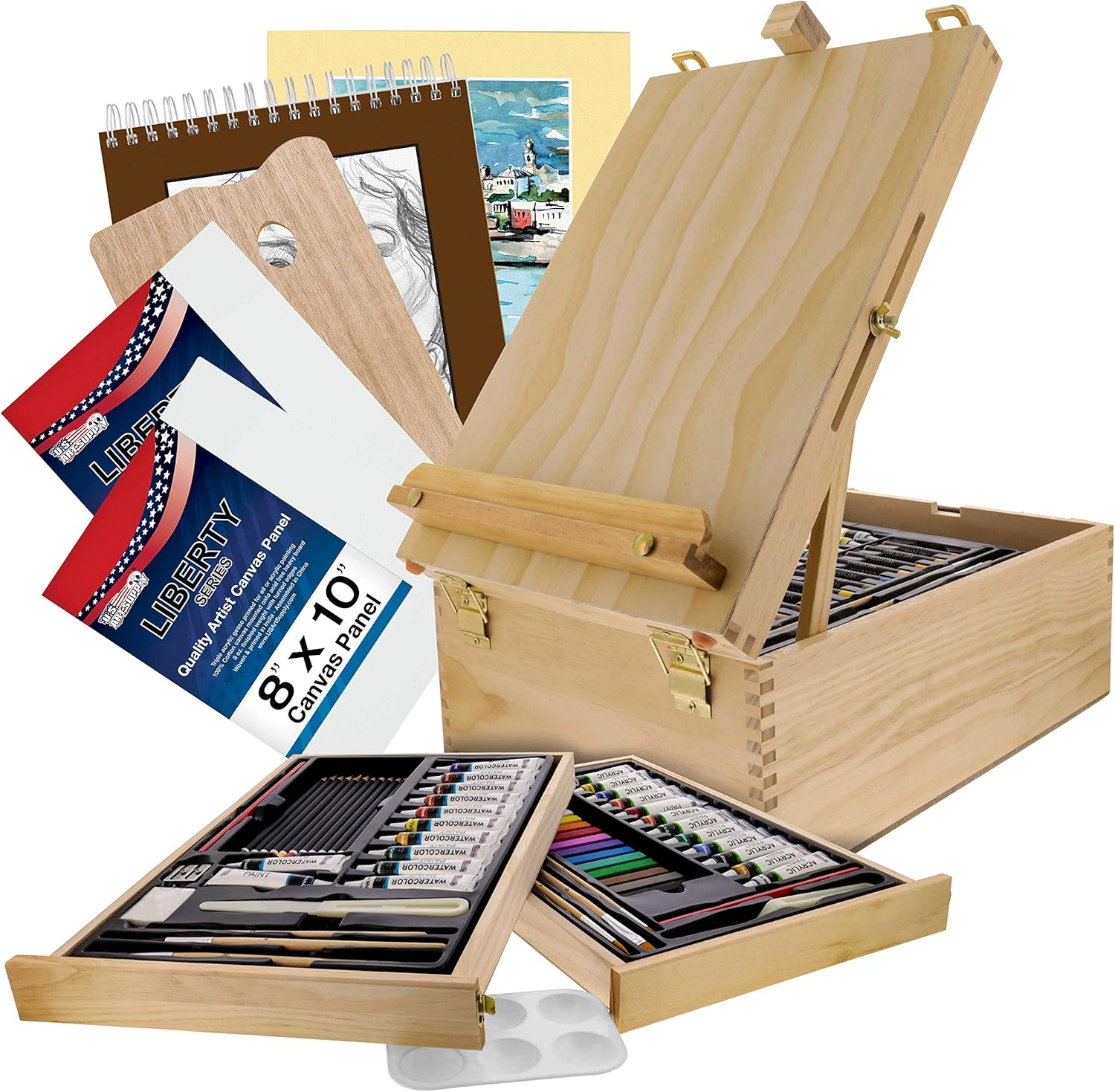 US Art Supply 95 Piece Master Artist Painting Set Oil, Acrylic, Watercolor Paint