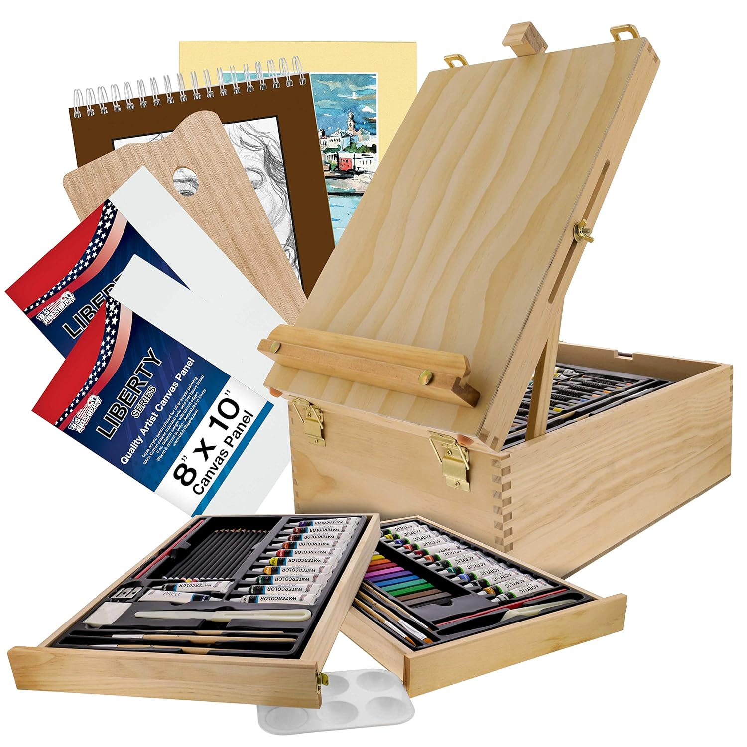 US Art Supply 95 Piece Master Artist Painting Set Oil, Acrylic, Watercolor Paint