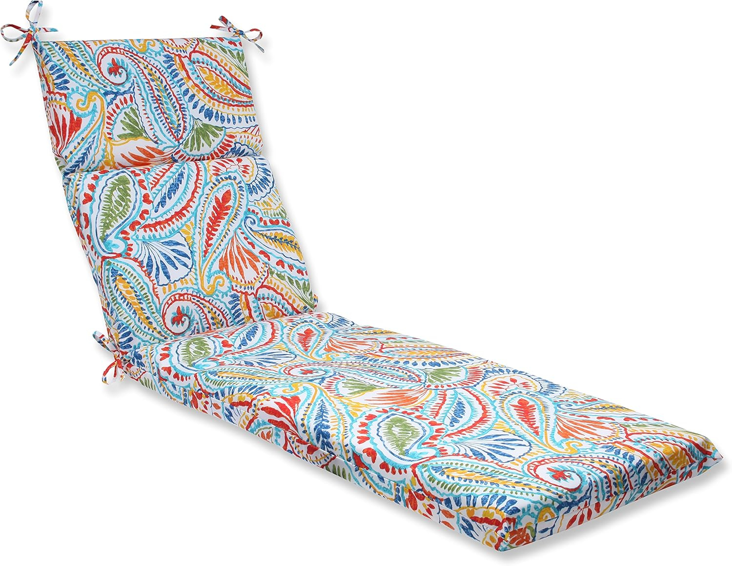 Vibrant Paisley Multi-Color Polyester Outdoor Chaise Lounge Cushion