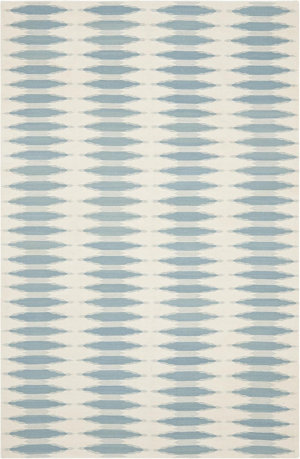SAFAVIEH Kilim Wynonna Geometric Wool Area Rug, Ivory/Blue, 9' x 12'