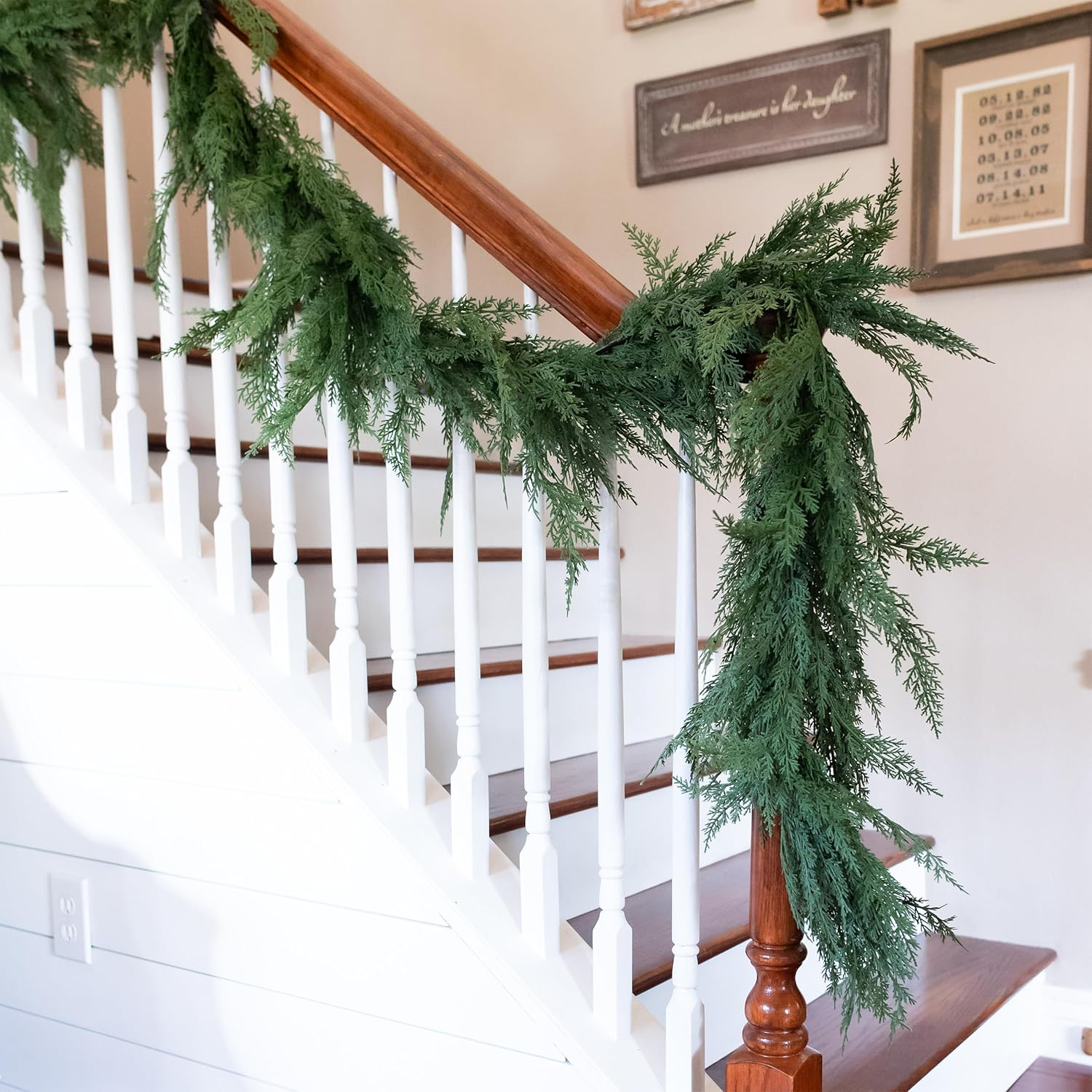 72" Faux Cedar Christmas Garland - Realistic, Extra Full Cedar for Mantle & Stairs
