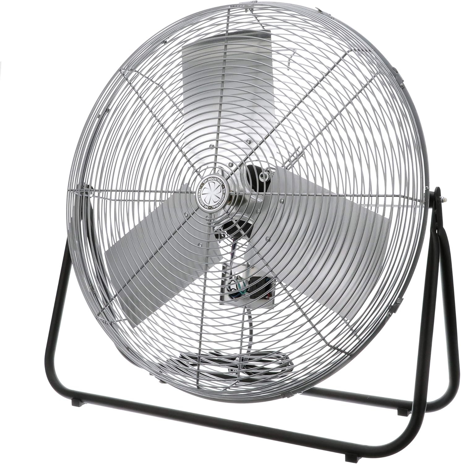 Gray 24-Inch Aluminum Industrial Floor Fan with 3-Speed Dial