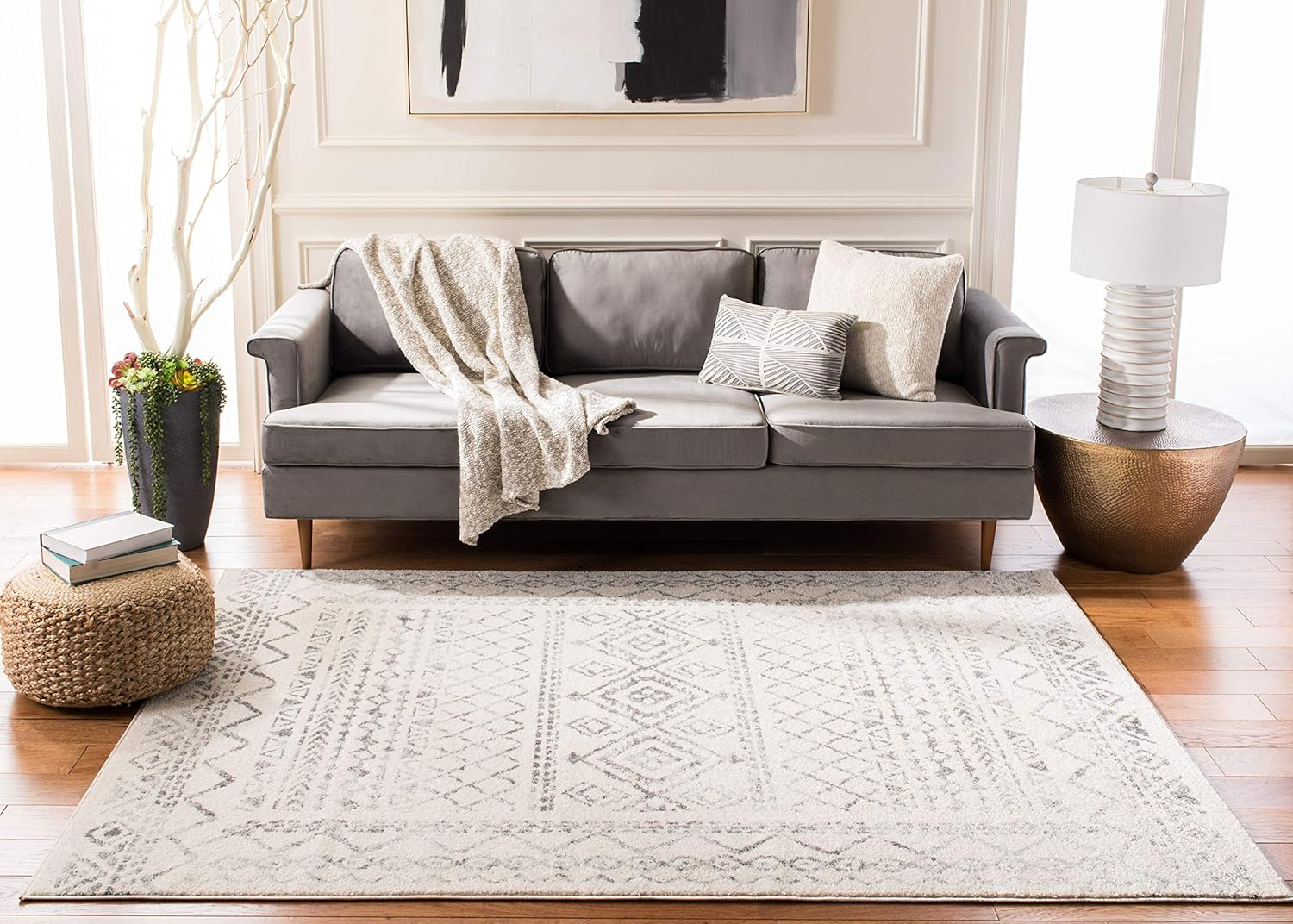 SAFAVIEH Tulum Ronald Oriental Area Rug, Ivory/Grey, 10' x 13'