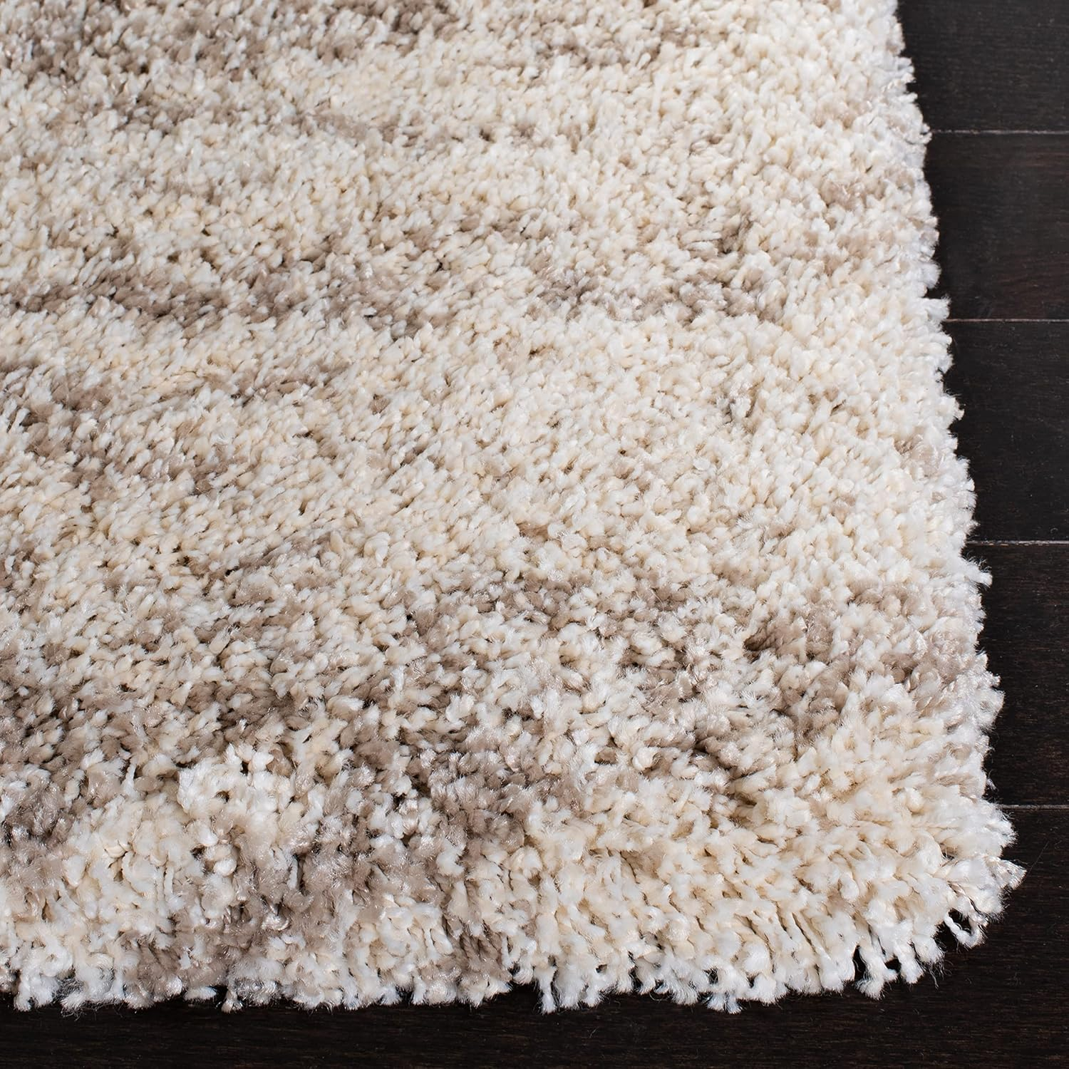 Ivory and Beige 9' x 12' Synthetic Shag Area Rug