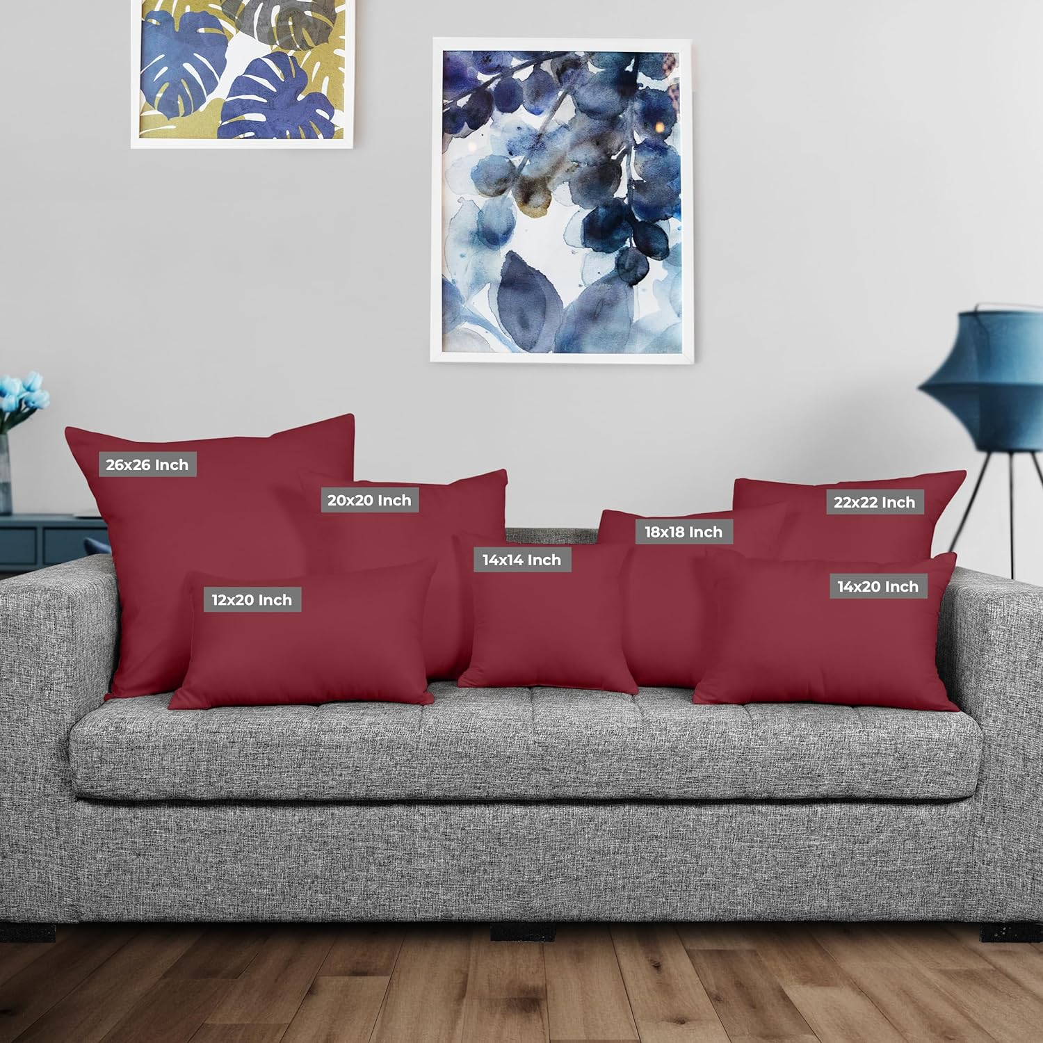 Utopia Bedding Throw Pillows Insert (Pack of 2, Wine Red) - 12 x 20 Inches Bed and Couch Pillows - Indoor Decorative Pillow