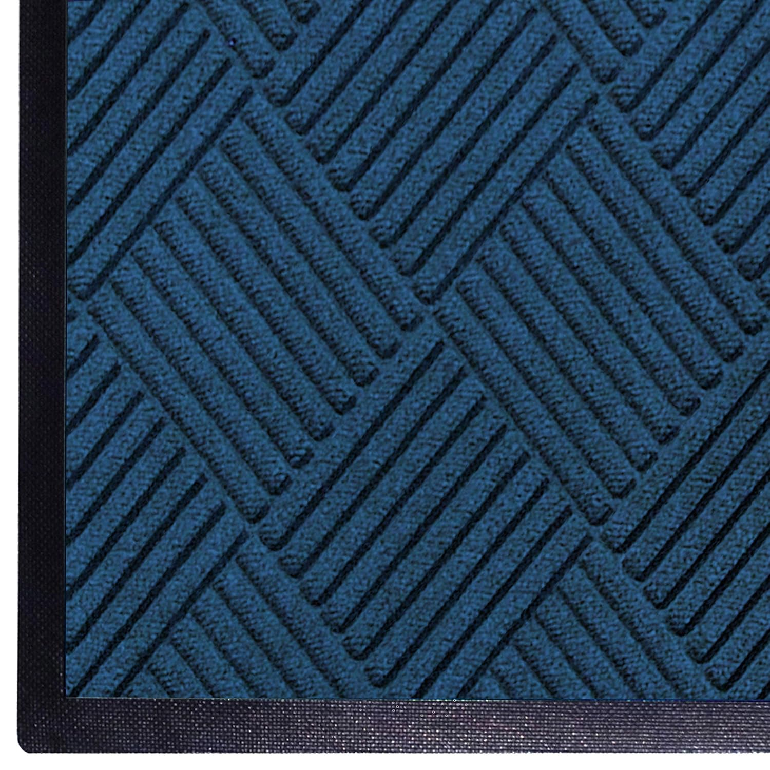 Navy Blue 3' x 4' Commercial-Grade Entrance Mat with Rubber Border