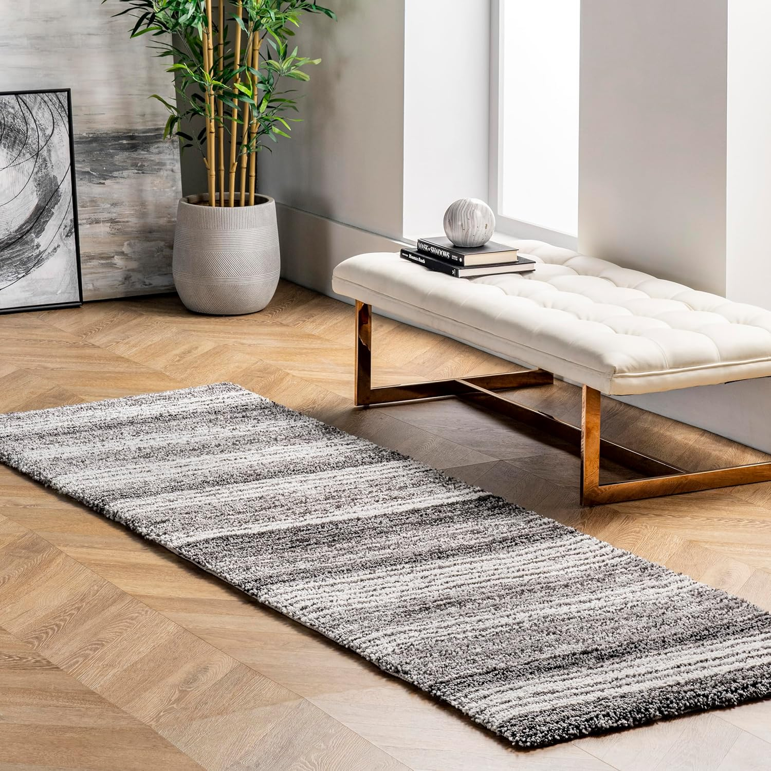 nuLOOM Classie Hand Tufted Shag Runner Rug, 2' 6" x 8', Gray Multi