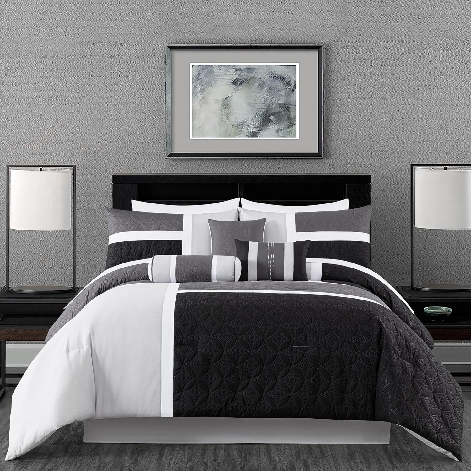 Chezmoi Collection Upland Patchwork 7 Piece Comforter Set