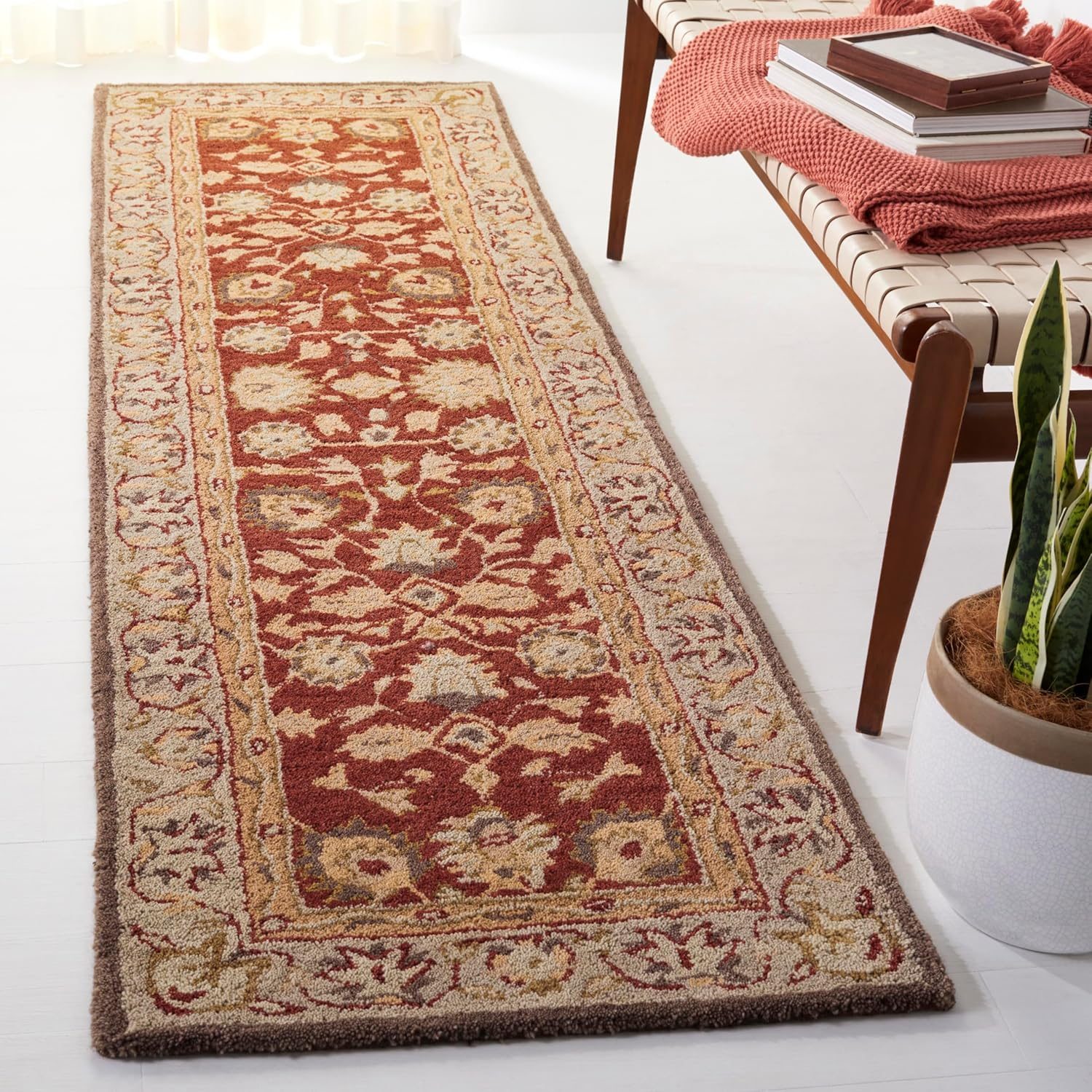 SAFAVIEH Anatolia Venice Traditional Wool Runner Rug, Rust/Green, 2'3" x 12'