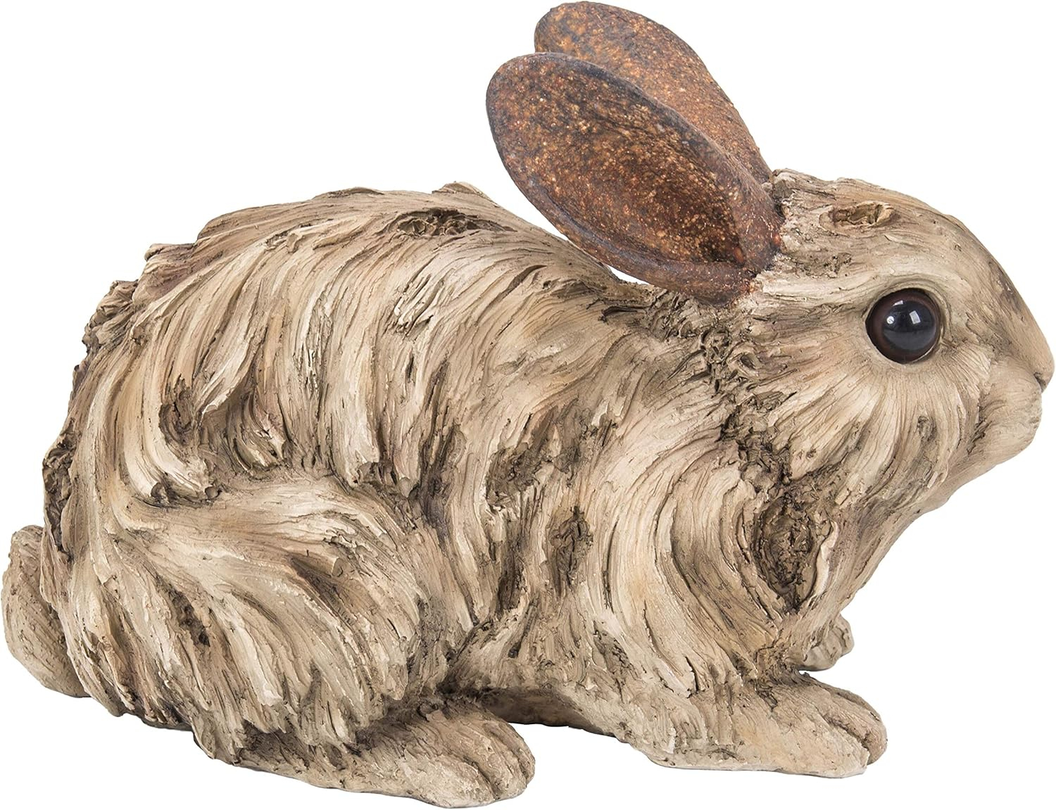 Hi-Line Gift 24” Driftwood Rabbit Garden Statue, Lightweight Polyresin
