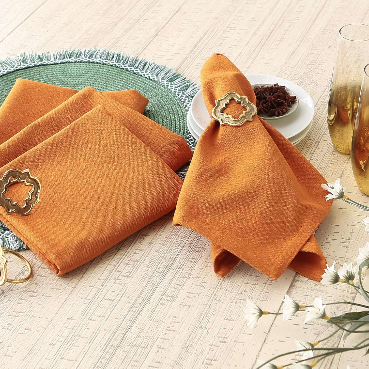 DII Solid Napkin Set Collection, 20x20, Pumpkin Spice, 6 Piece