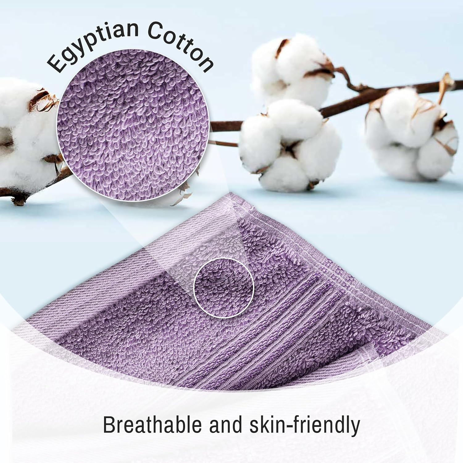 Superior Egyptian Cotton Absorbent 6-Piece Royal Purple Towel Set
