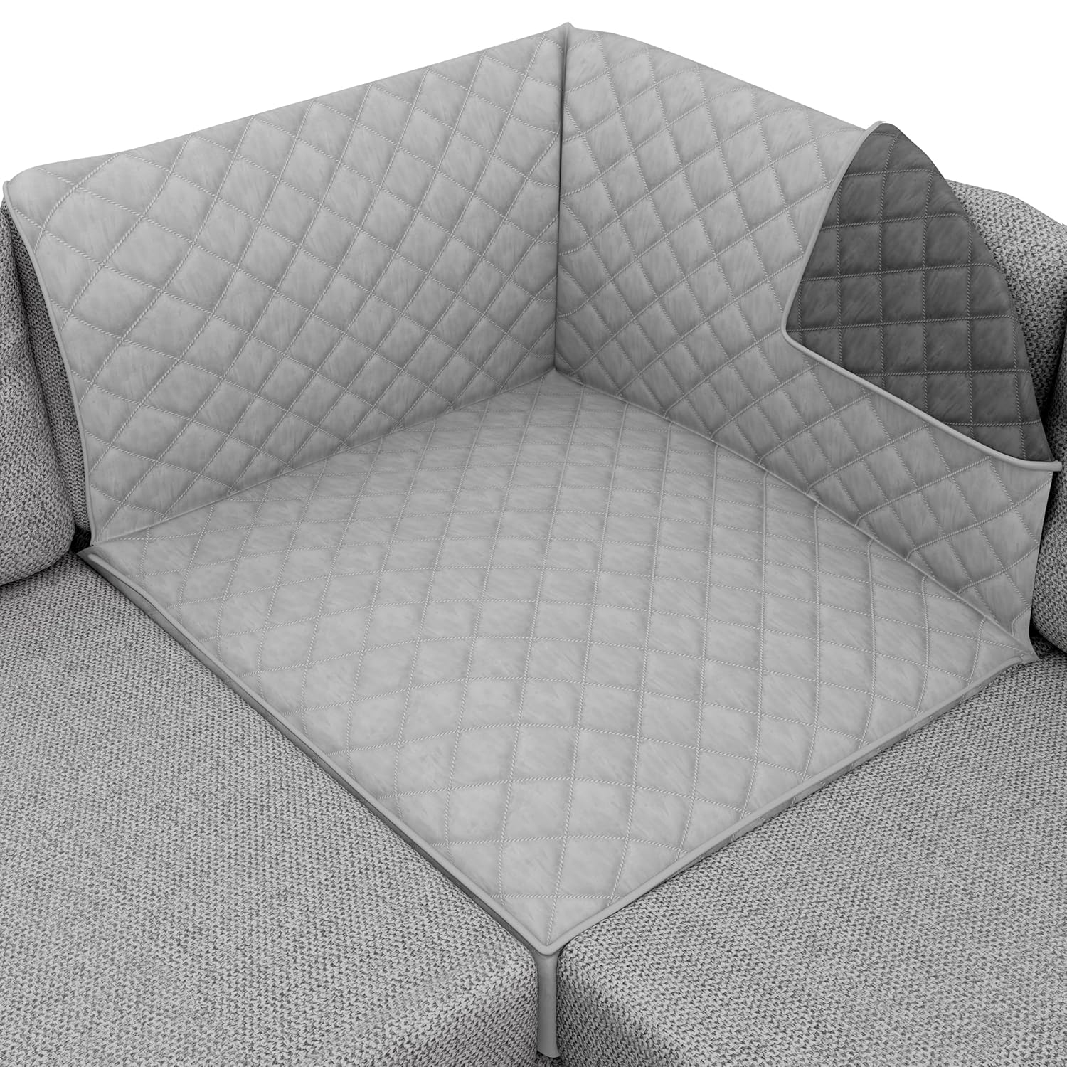 Sofa Shield Sectional Slip Cover, Large Cushion Protector for 30x30" Seat, Light Gray Charcoal