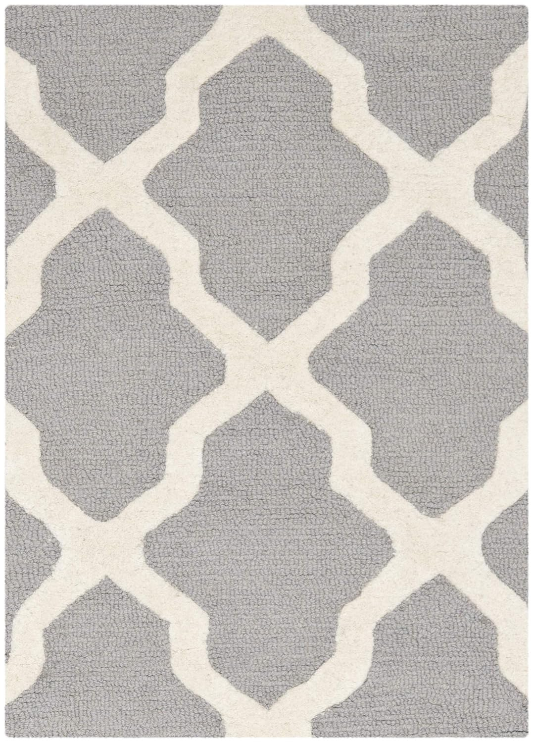 Cambridge Silver/Ivory Doormat 2 ft. x 3 ft. Geometric Trellis Area Rug
