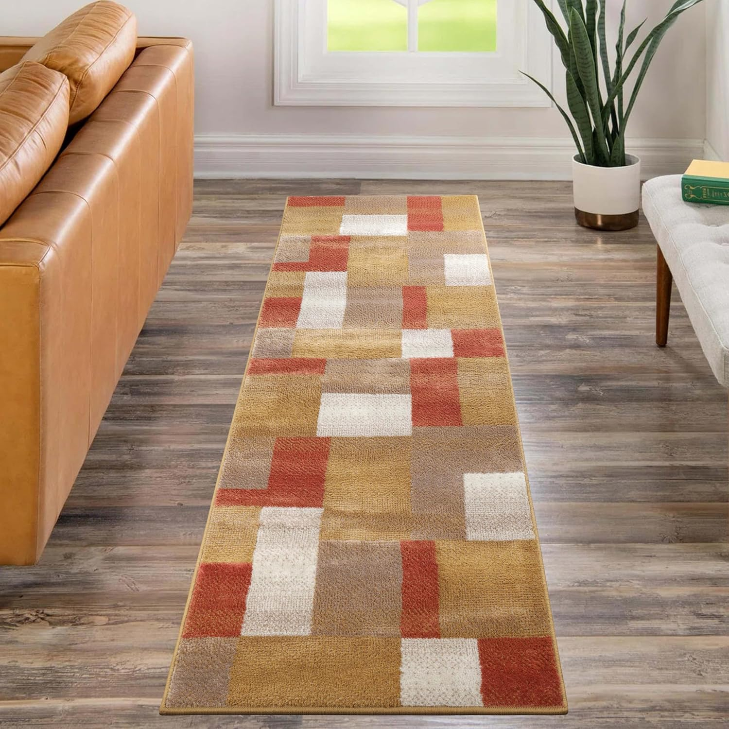 Superior Color Block Area Rug 5' x 8', Ginger