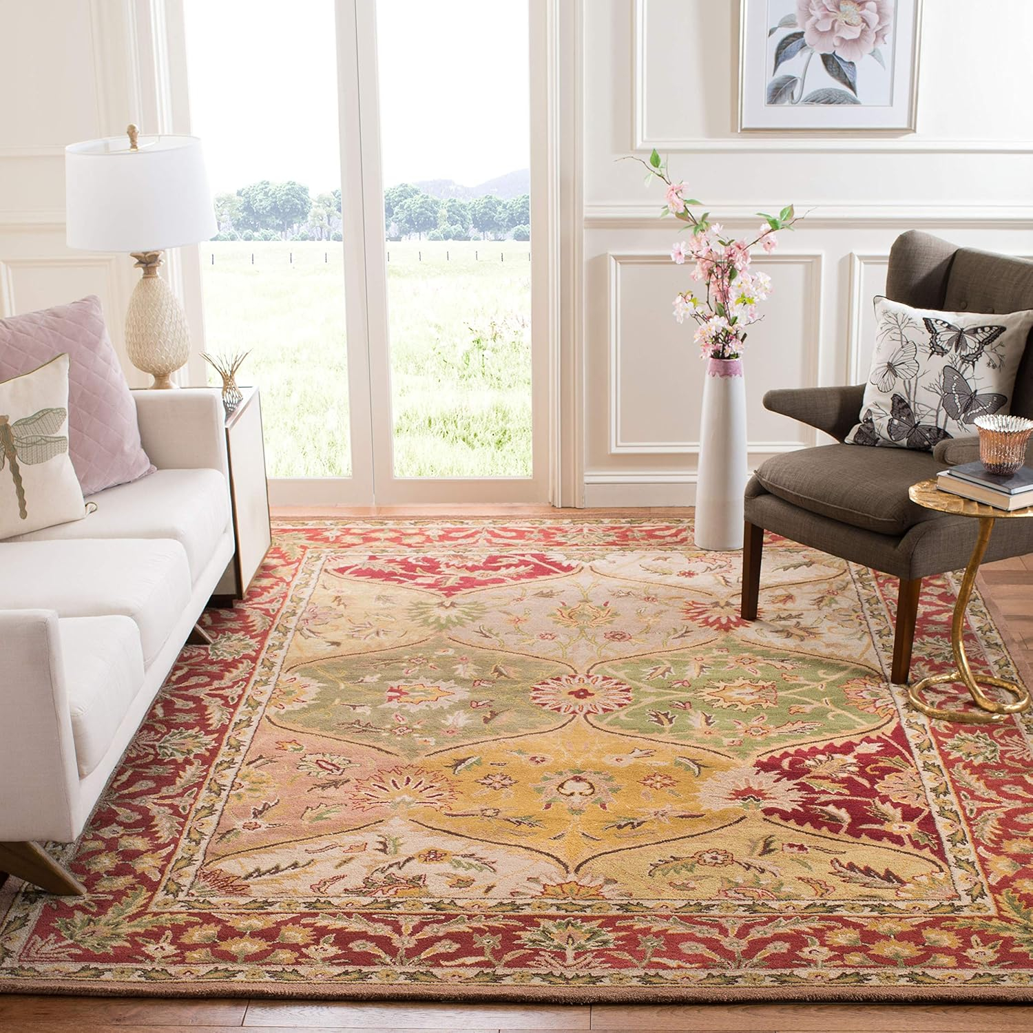 SAFAVIEH Heritage Wessex Traditional Wool Area Rug, Multi, 4' x 4' Square