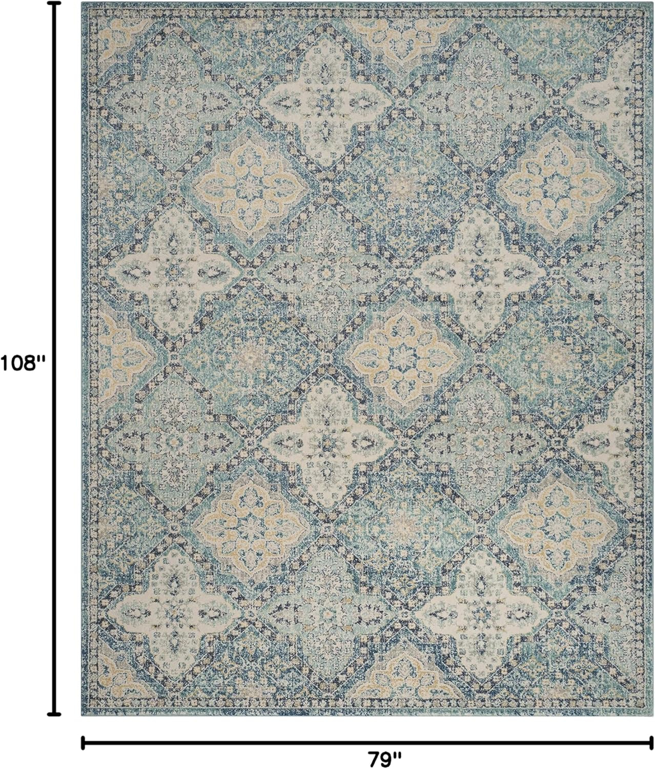 SAFAVIEH Evoke Isla Traditional Damask Area Rug, Light Blue/Ivory, 6'7" x 9'