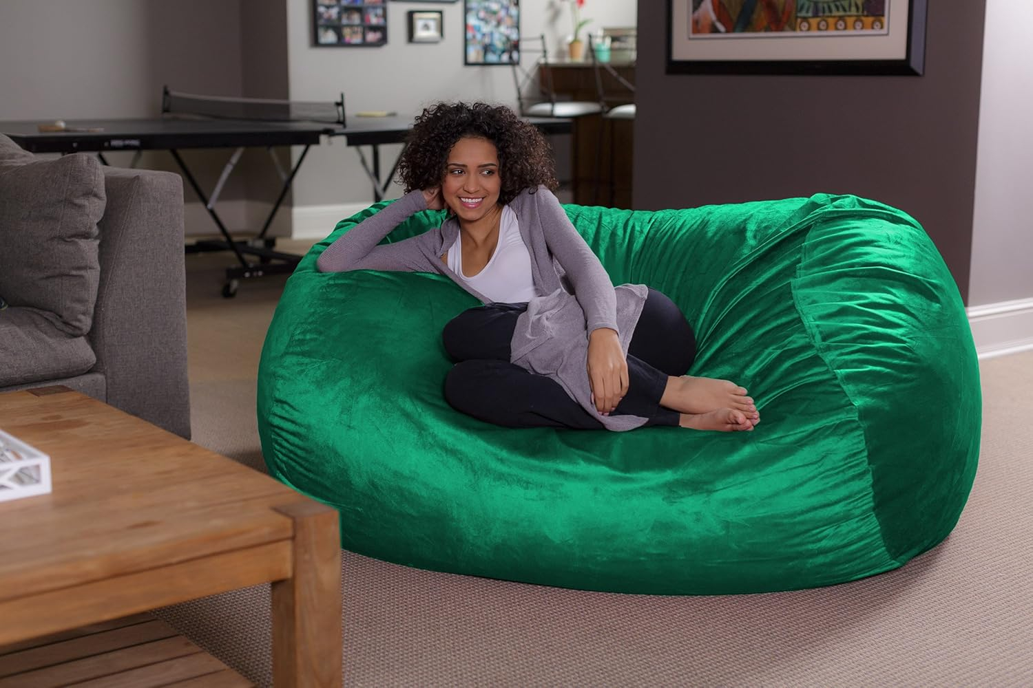 XL Royal Blue Microsuede Memory Foam Bean Bag Lounger