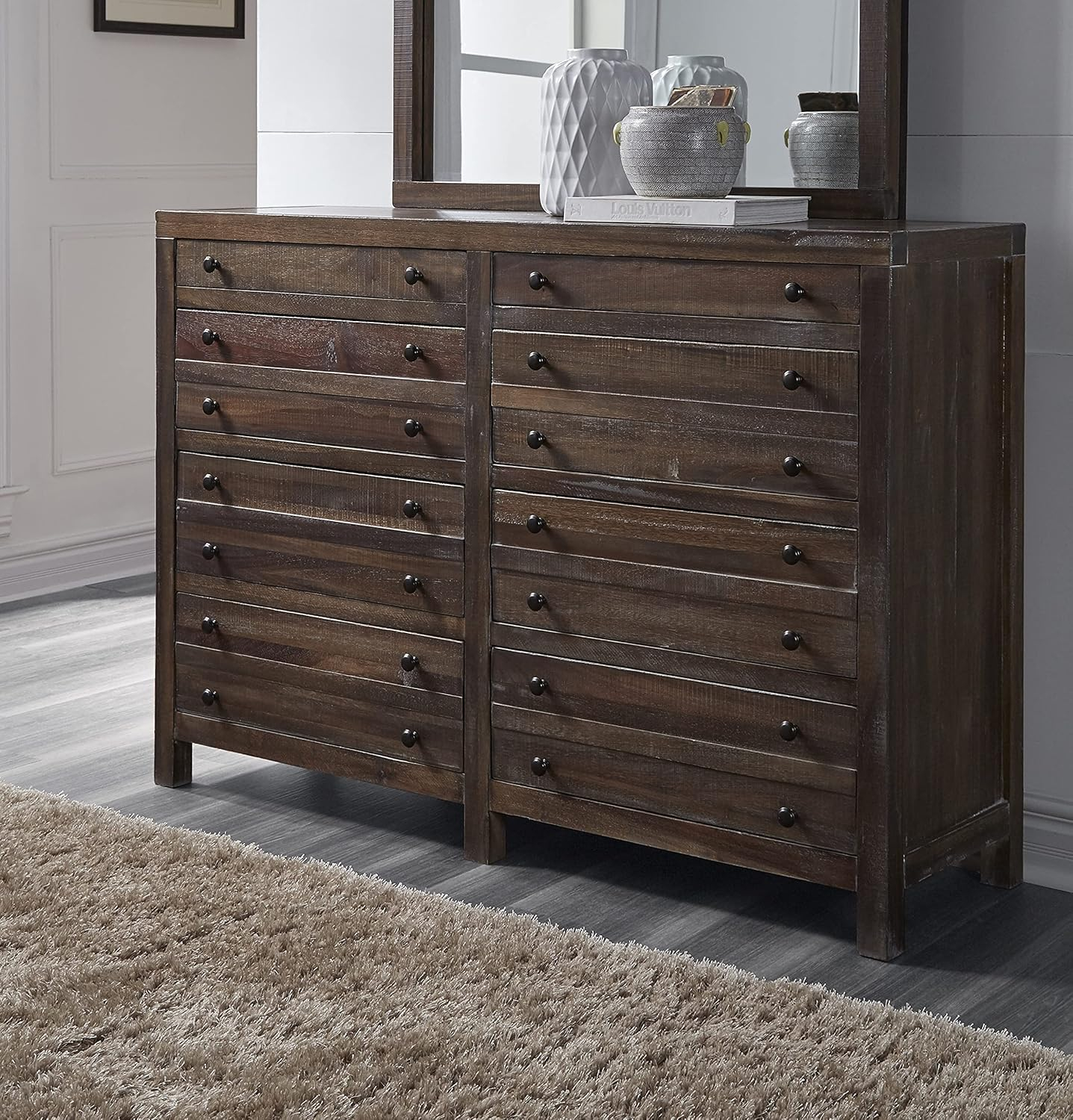 Java Solid Wood 8-Drawer Dresser with Felt Lined Drawers