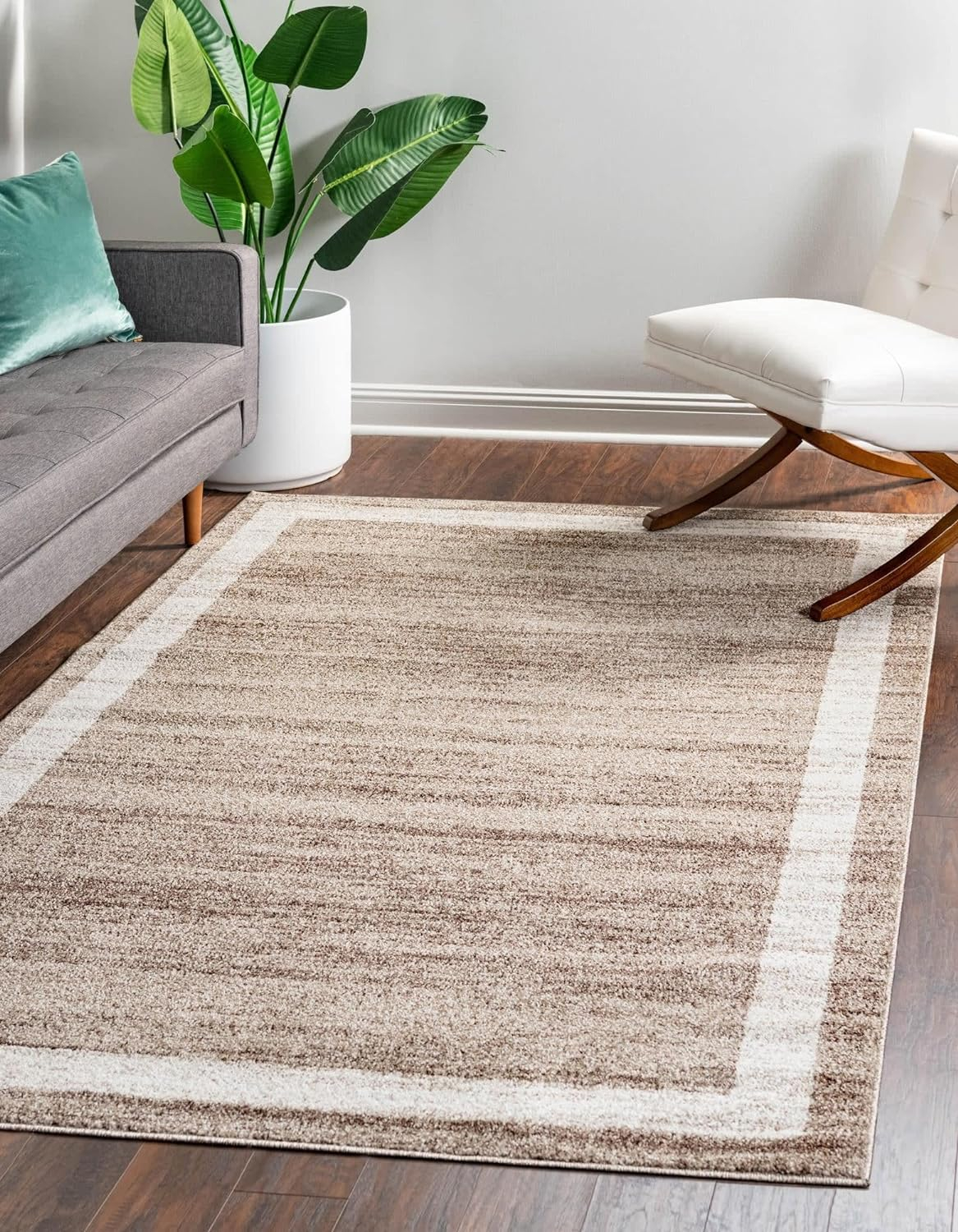 Unique Loom Del Mar Collection Area Rug - Maria (9' x 12' Rectangle Light Brown/Ivory)