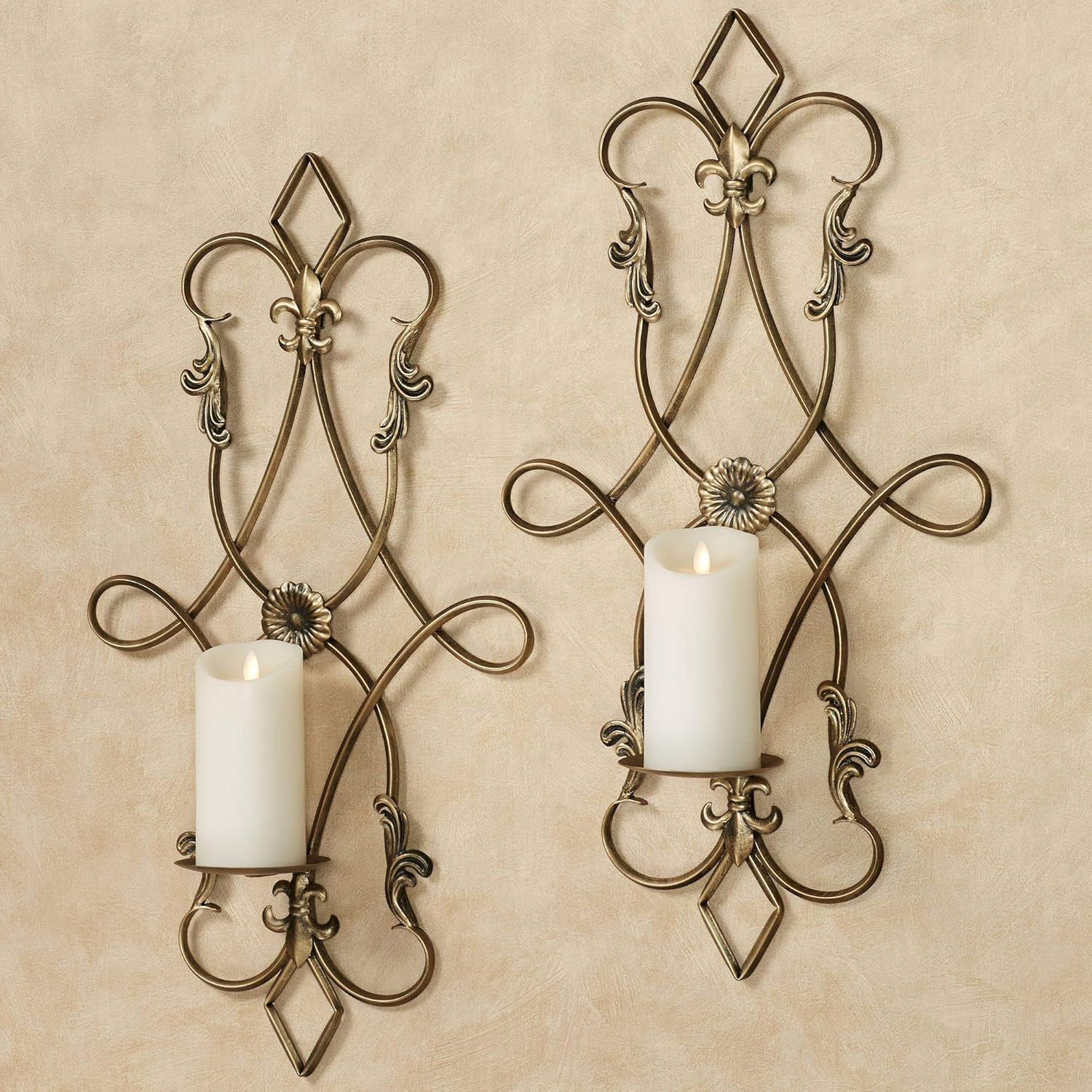 Silvana Antique Gold Candle Wall Sconce Pair Pair