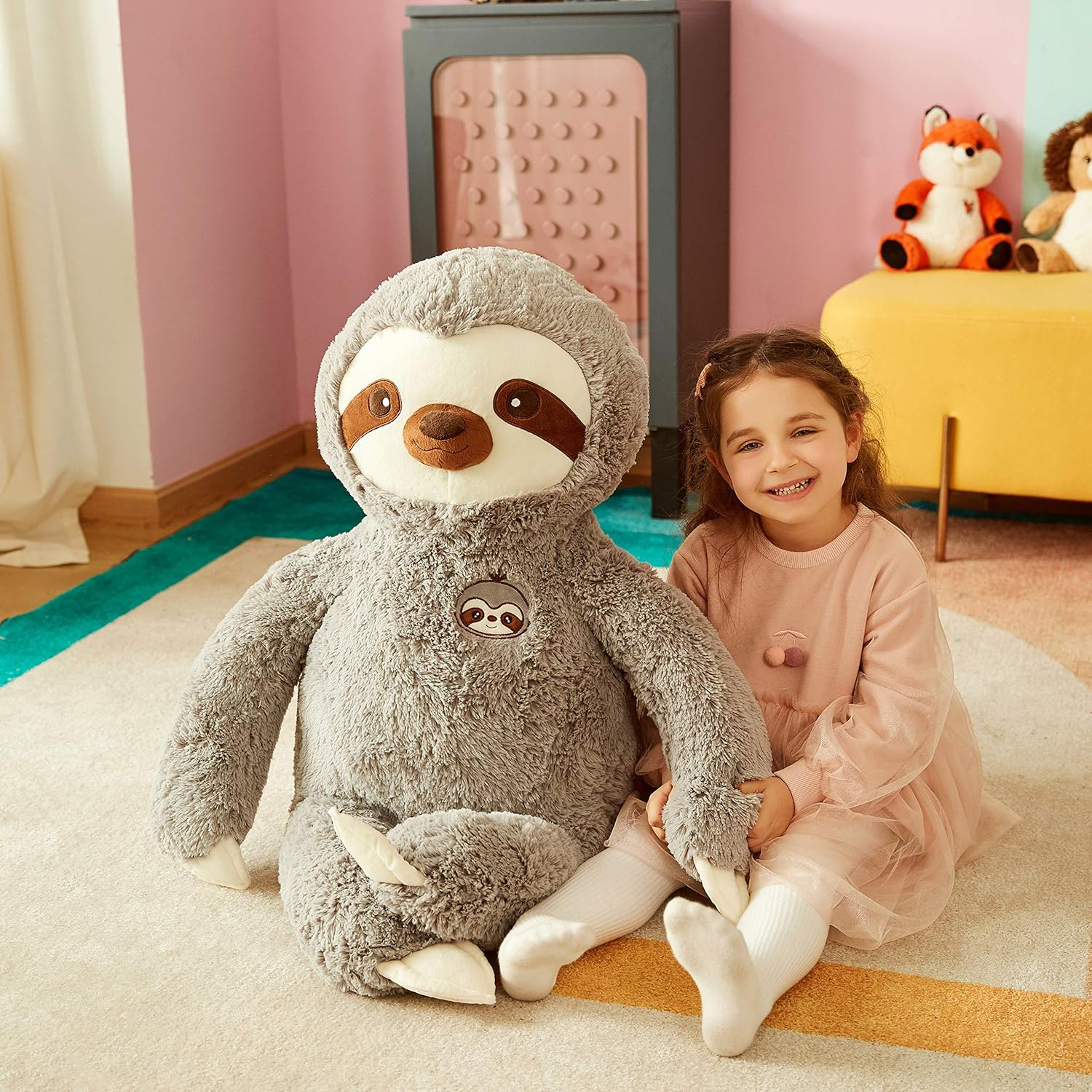 IKASA Giant Sloth Stuffed Animal Plush Toy,Large Jumbo 30" Gray Huge Cute Soft Toys,Big Size Fluffy Plushy Fat Oversized Plushie,Gifts for Kids Girls Boys Girlfriend Children