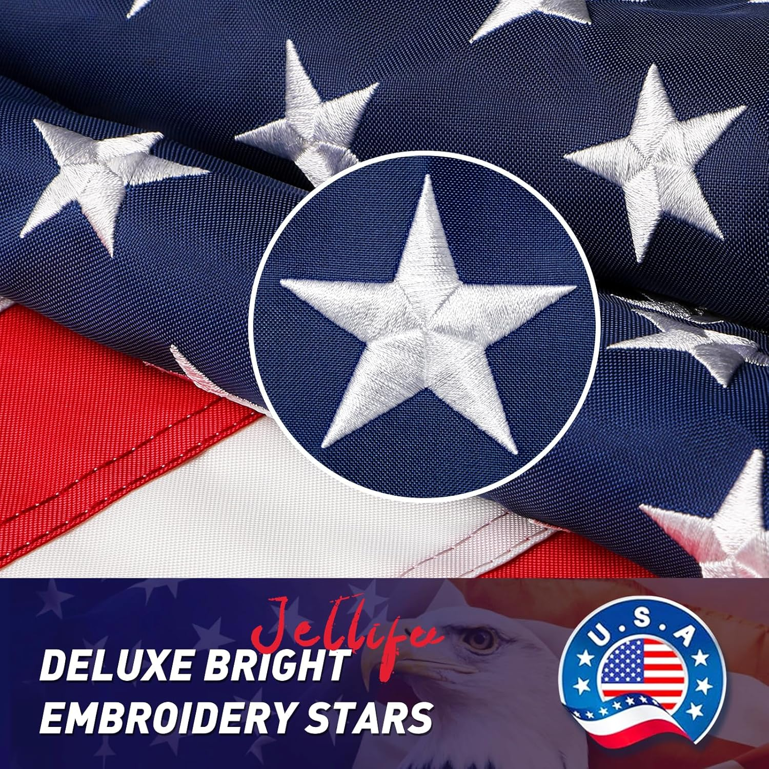 American Flag, American Flags, American Flag 6x10 Outdoor, US Flags with Embroidered Stars, Vivid Color, Sewn Stripes, Brass Grommets (6 by 10 Foot)