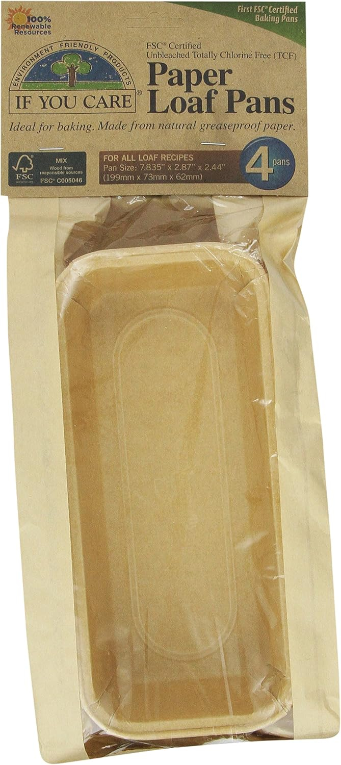 Natural Greaseproof Paper Loaf Baking Pans, 4-Count