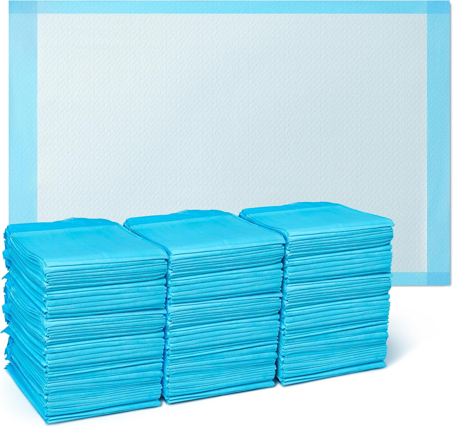 Medline Quilted Basic Disposable Blue Underpad, For Incontinence, Furniture Protection or Pet Pads, 23" X 36", Blue, 150 Count