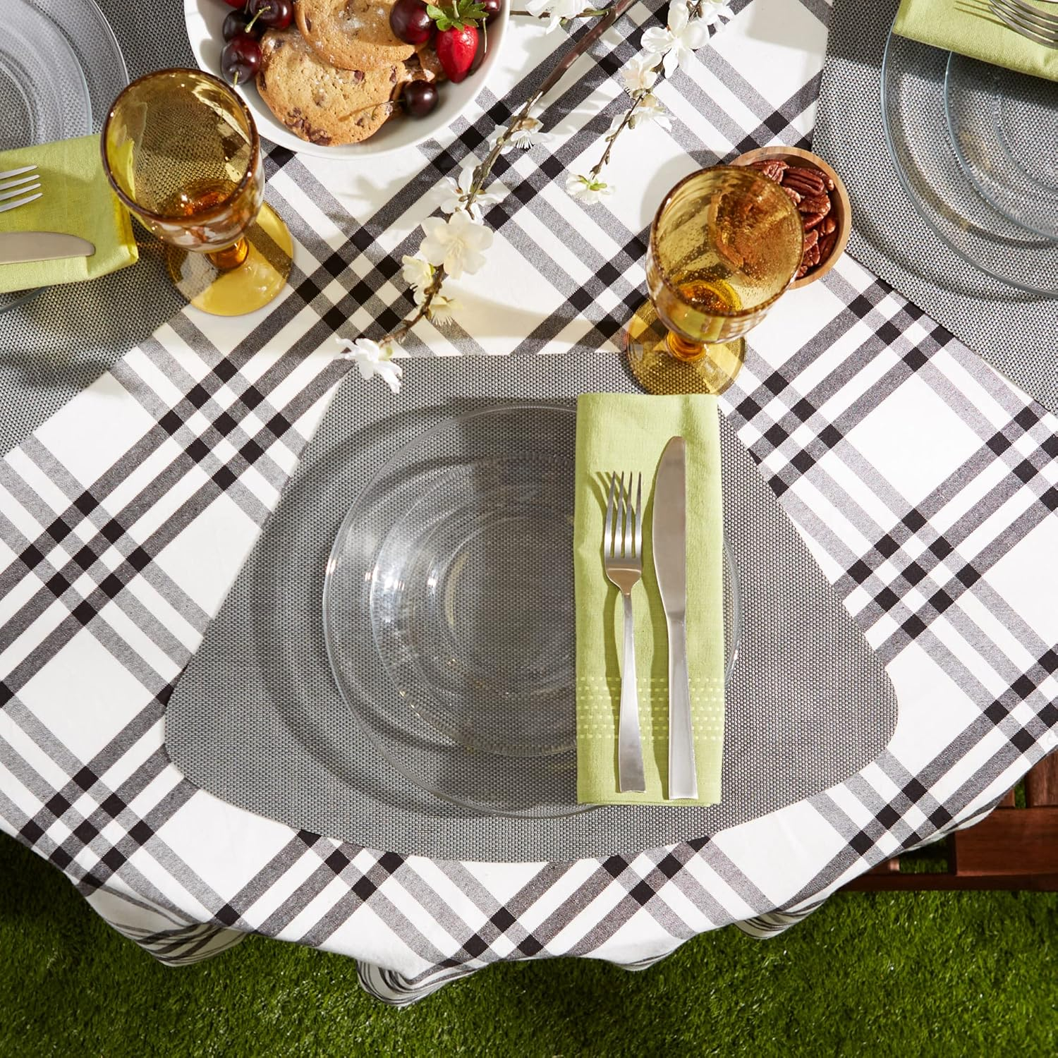 GRAY SOLID ROUND TABLE PLACEMAT SET/6