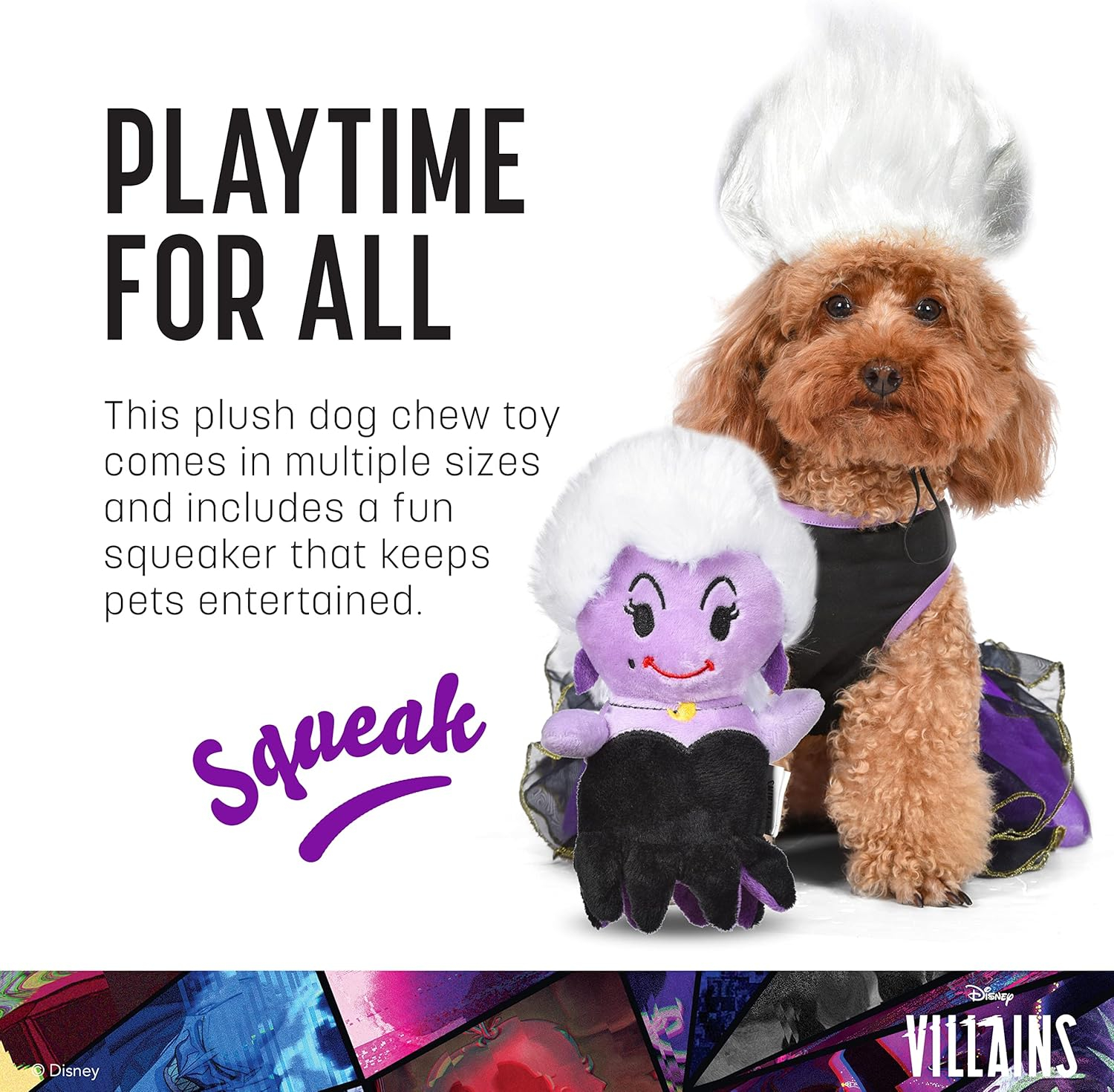 Disney for Pets Disney Villains Ursula 9" Plush Toy for Dogs - Ursula Plush Dog Toy - Movie Toys for All Dogs All Breed Sizes, Official Dog Toy Product of Disney for Pets