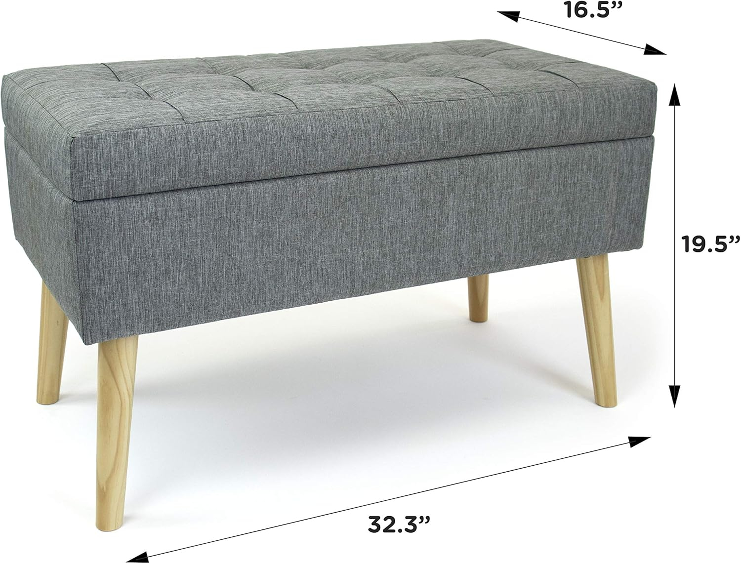 Humble Crew Brooklyn Tufted & Storage Bench, Gray