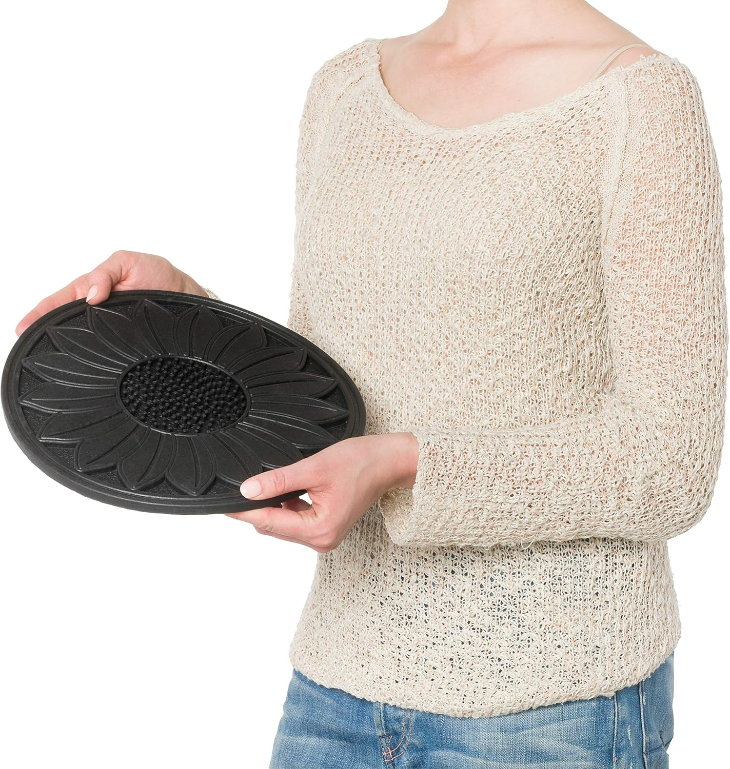 Black Rubber Compass Scroll Garden Stepping Stone Set, 11-3/4 inches