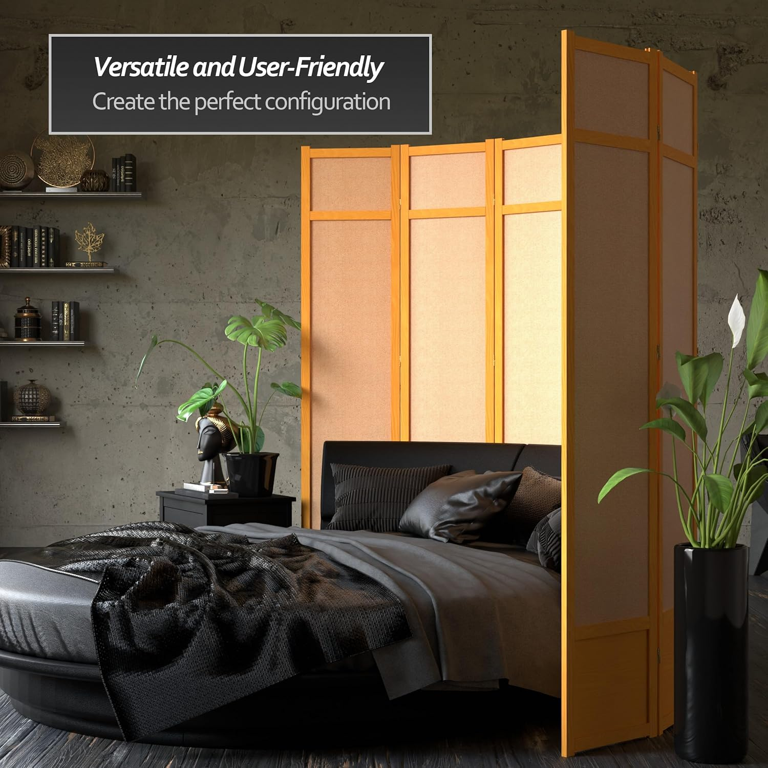 Oriental Furniture 7 Ft Tall Jute Shoji Screen, honey, 4 panel