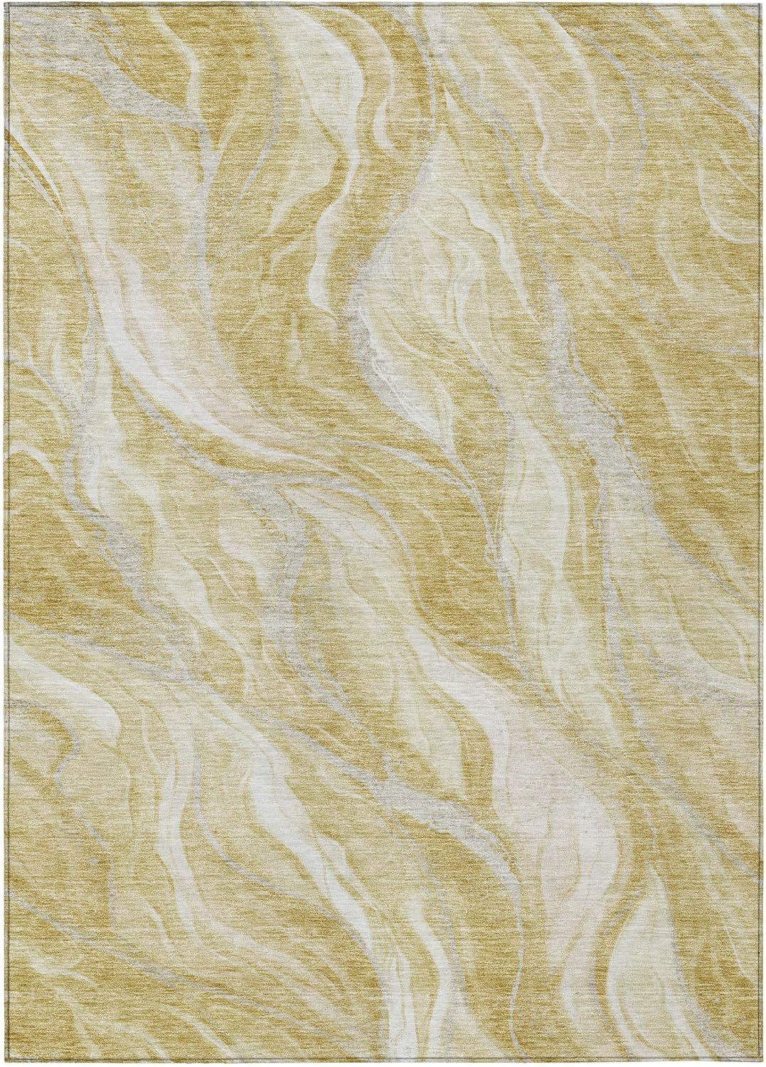 Gold and Beige Synthetic Flat Woven 8' x 10' Area Rug