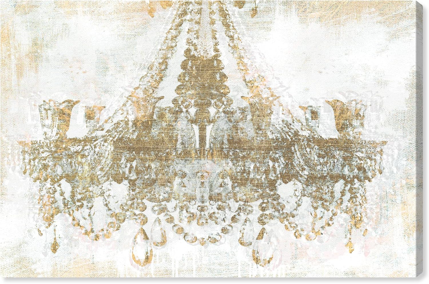 Gold and White Chandelier Canvas Wall Art