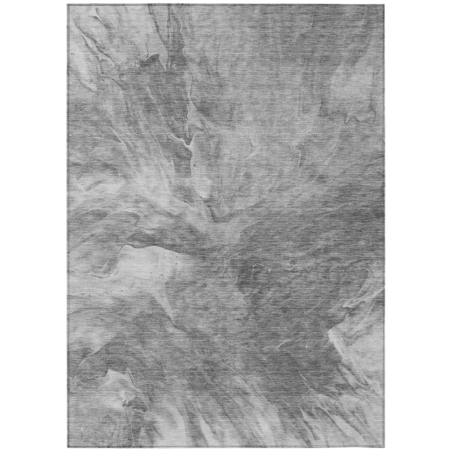 Gray Flat Woven 5' x 7' Stain-Resistant Synthetic Rug