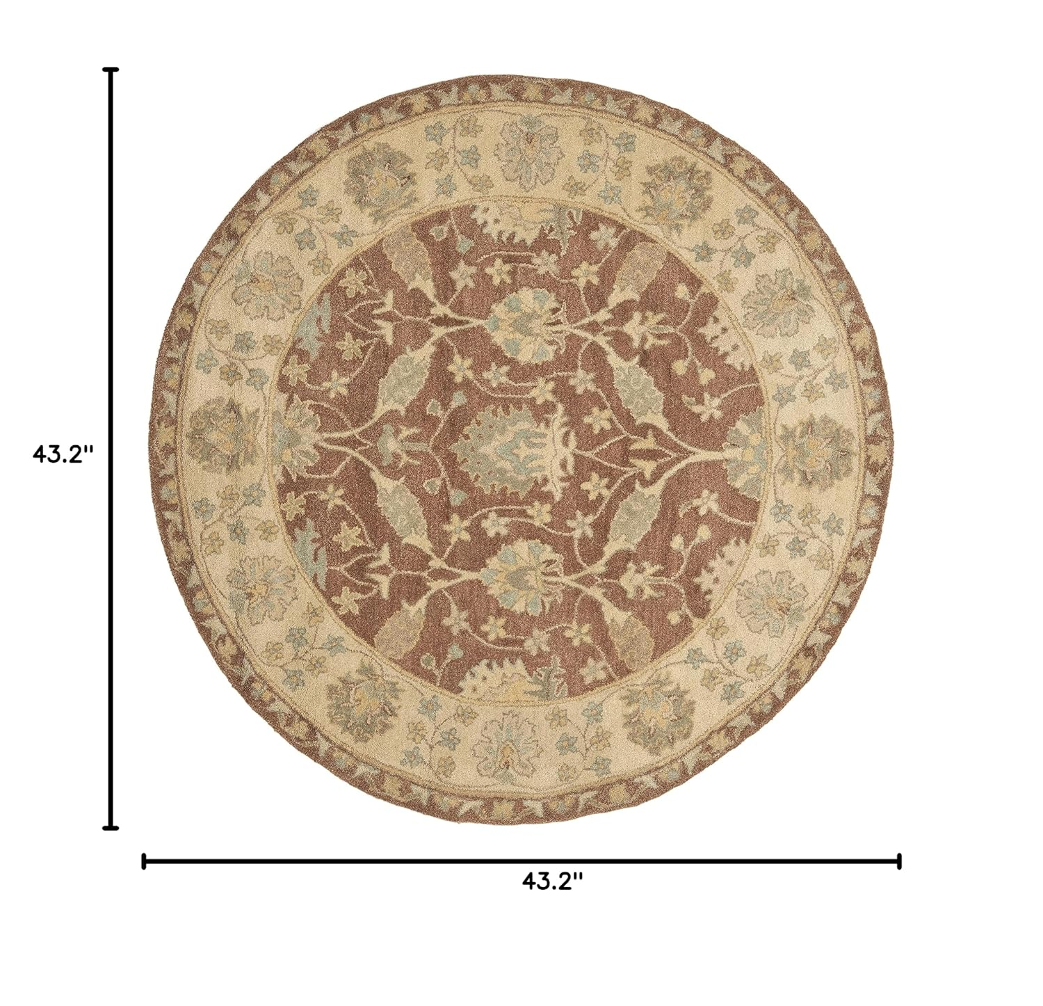 SAFAVIEH Antiquity Collection Area Rug - 3'6" Round, Brown & Taupe, Handmade Traditional Oriental Wool, Ideal for High Traffic Areas in Living Room, Bedroom (AT315A)