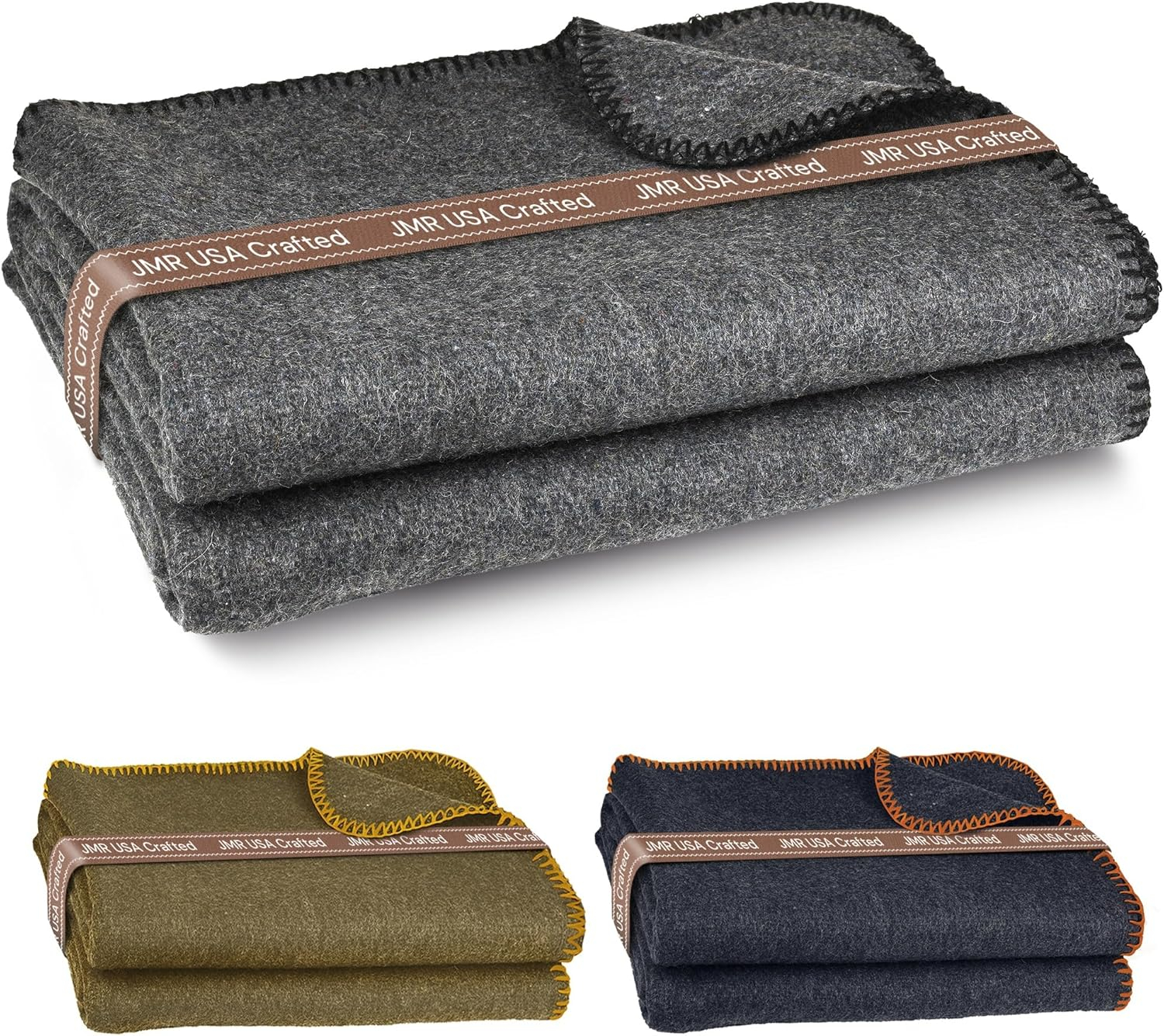 Jmr Usa Inc. Military Wool Blanket for Camping, Emergency and Everyday Use, Fire Retardant Extra Thick and Warm Outdoor Wool Blanket, 80% Wool, Grey, Size 66X90.