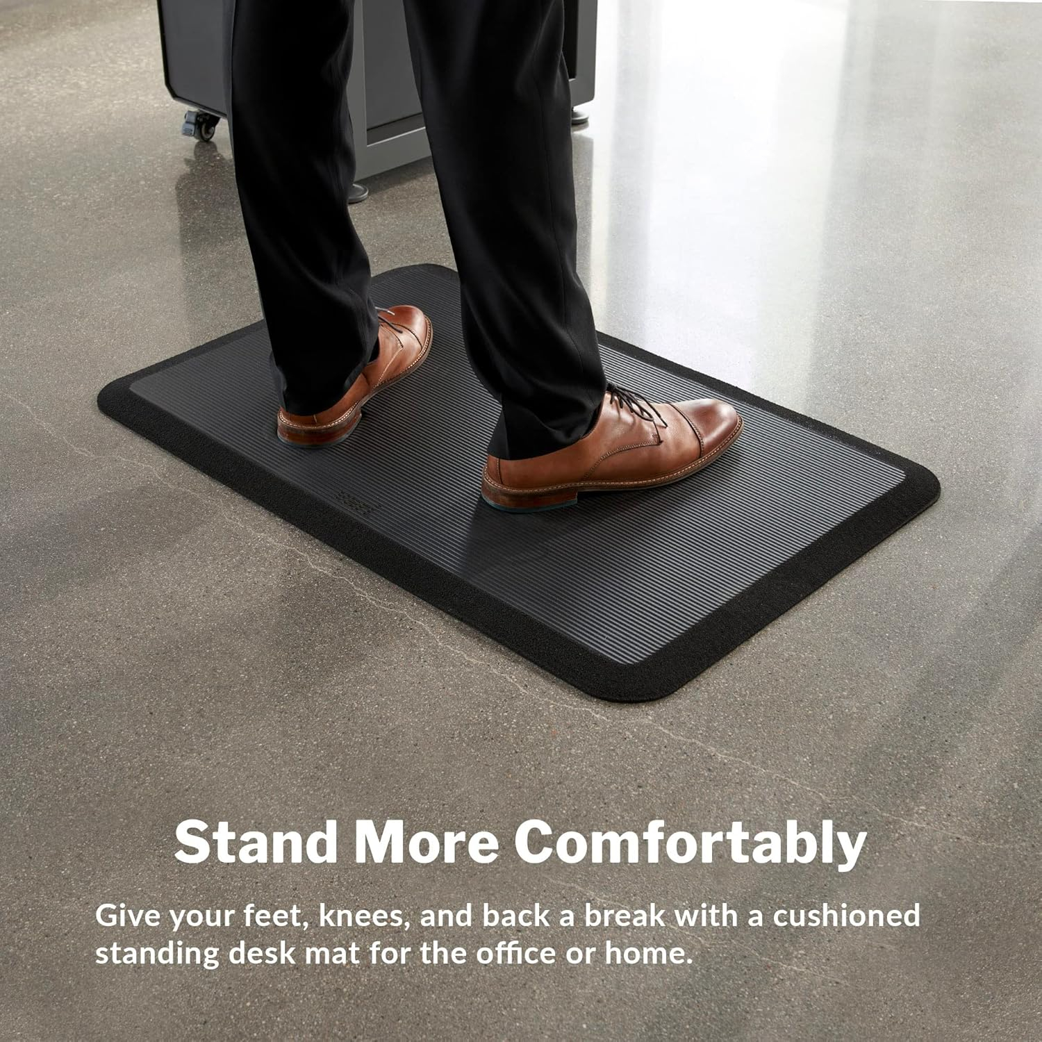 Vari 34” x 22” Standing Desk Mat Cushioned Ergonomic Anti Fatigue Floor Mat, Black