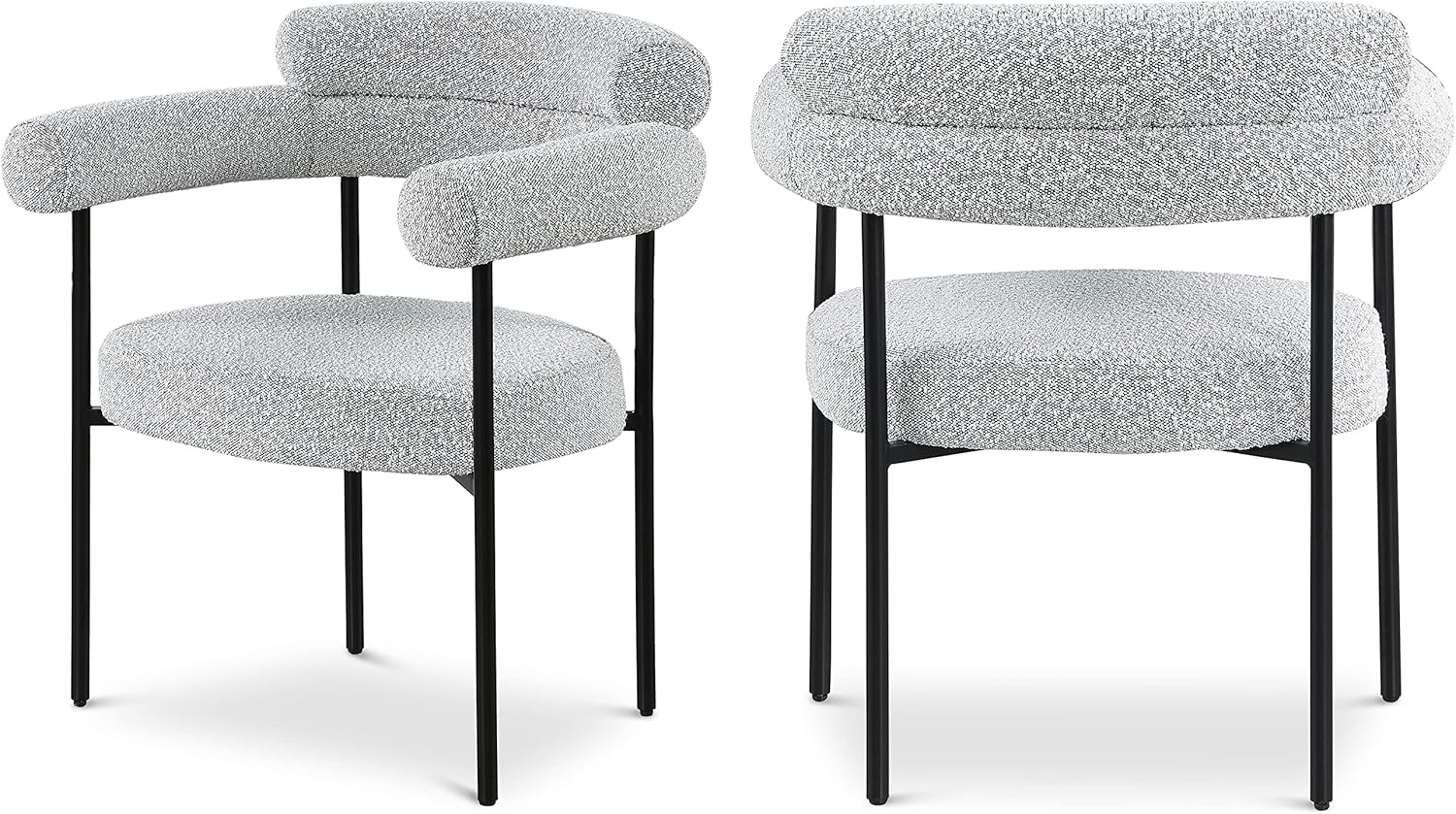 Meridian Furniture Blake Grey Boucle Fabric Dining Chair Set of 2