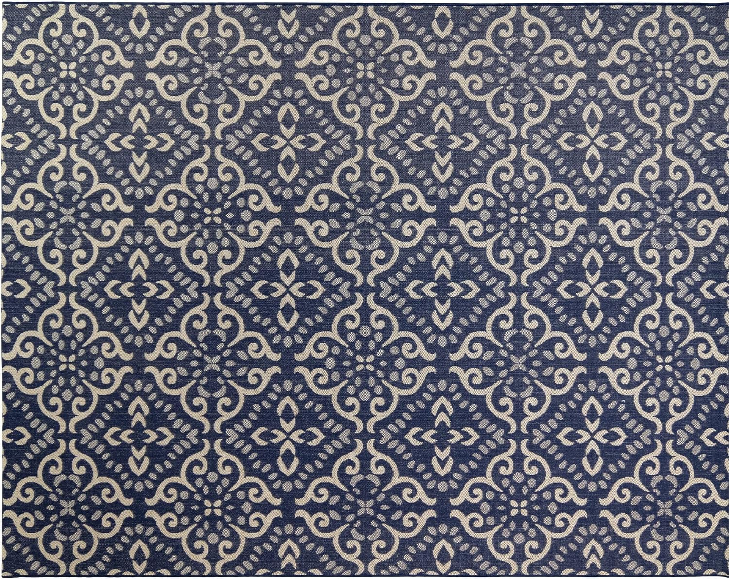 Gertmenian 21571 Outdoor Rug Freedom Collection Nautical Themed Smart Care Deck Patio Carpet 8x10 Large, Floral Medallion Navy Blue