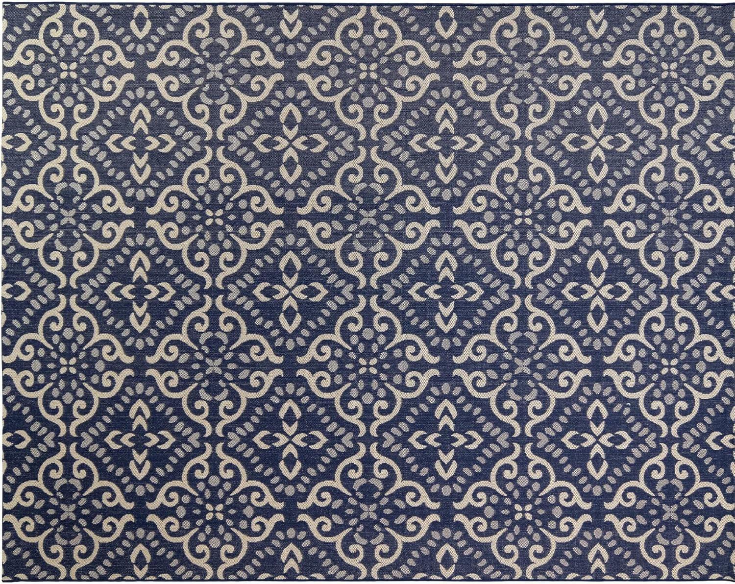 Gertmenian 21571 Outdoor Rug Freedom Collection Nautical Themed Smart Care Deck Patio Carpet 8x10 Large, Floral Medallion Navy Blue