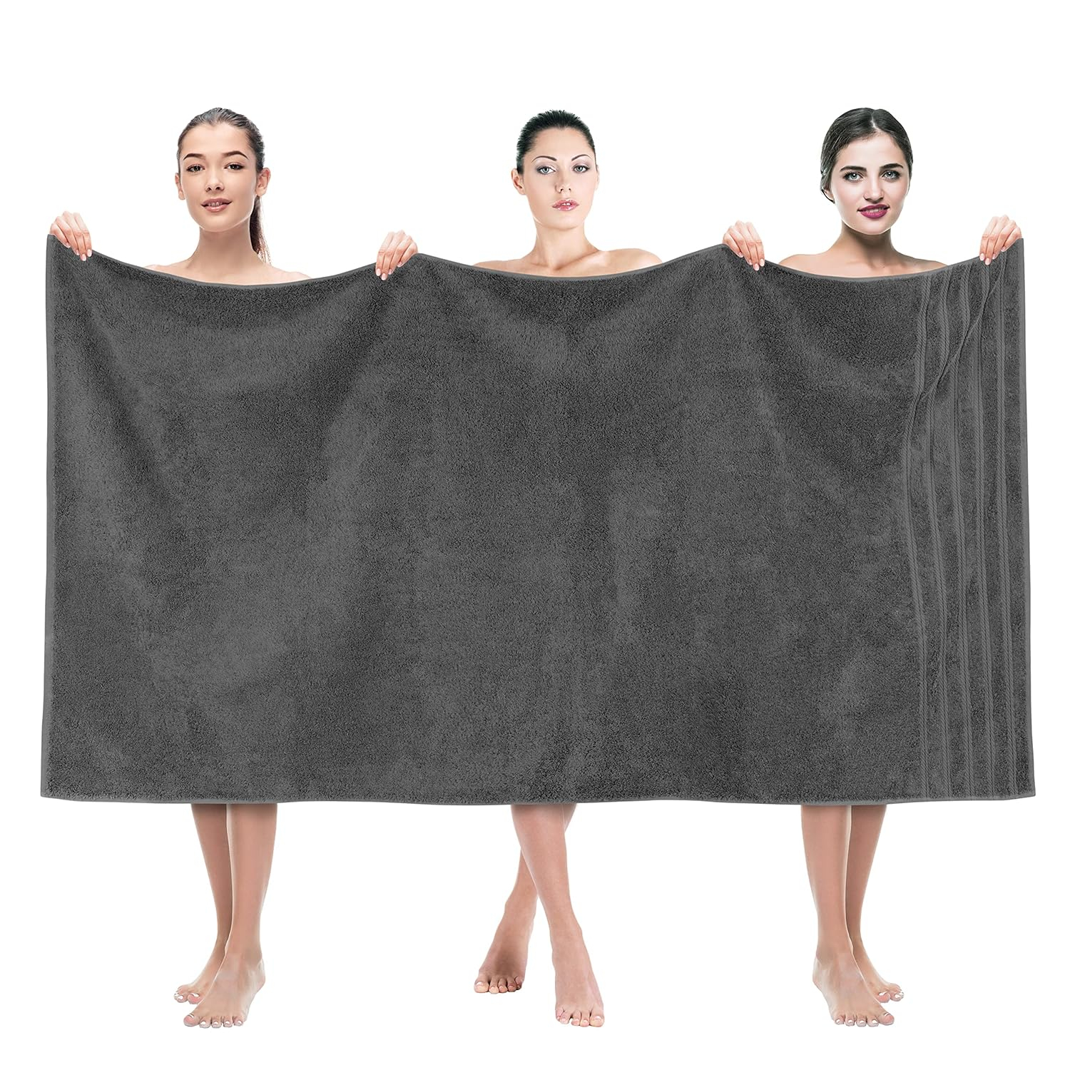 American Soft Linen 35x70 Jumbo Large Bath Towels, 600 GSM 100% Cotton Turkish Bath Sheet, Oversized Luxury Bath Towels for Bathroom Beach and Pool, Dark Gray