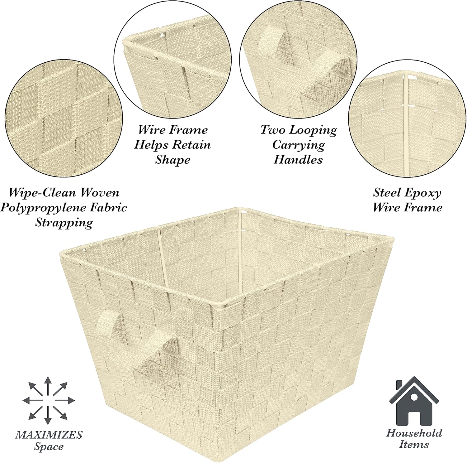 Simplify Small Woven Storage Basket in Ivory