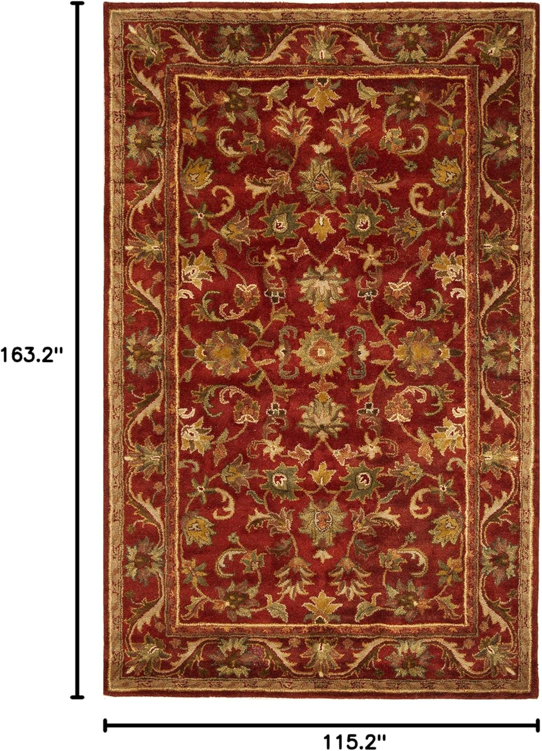 SAFAVIEH Antiquity Carmella Floral Bordered Wool Area Rug, Red, 9'6" x 13'6"