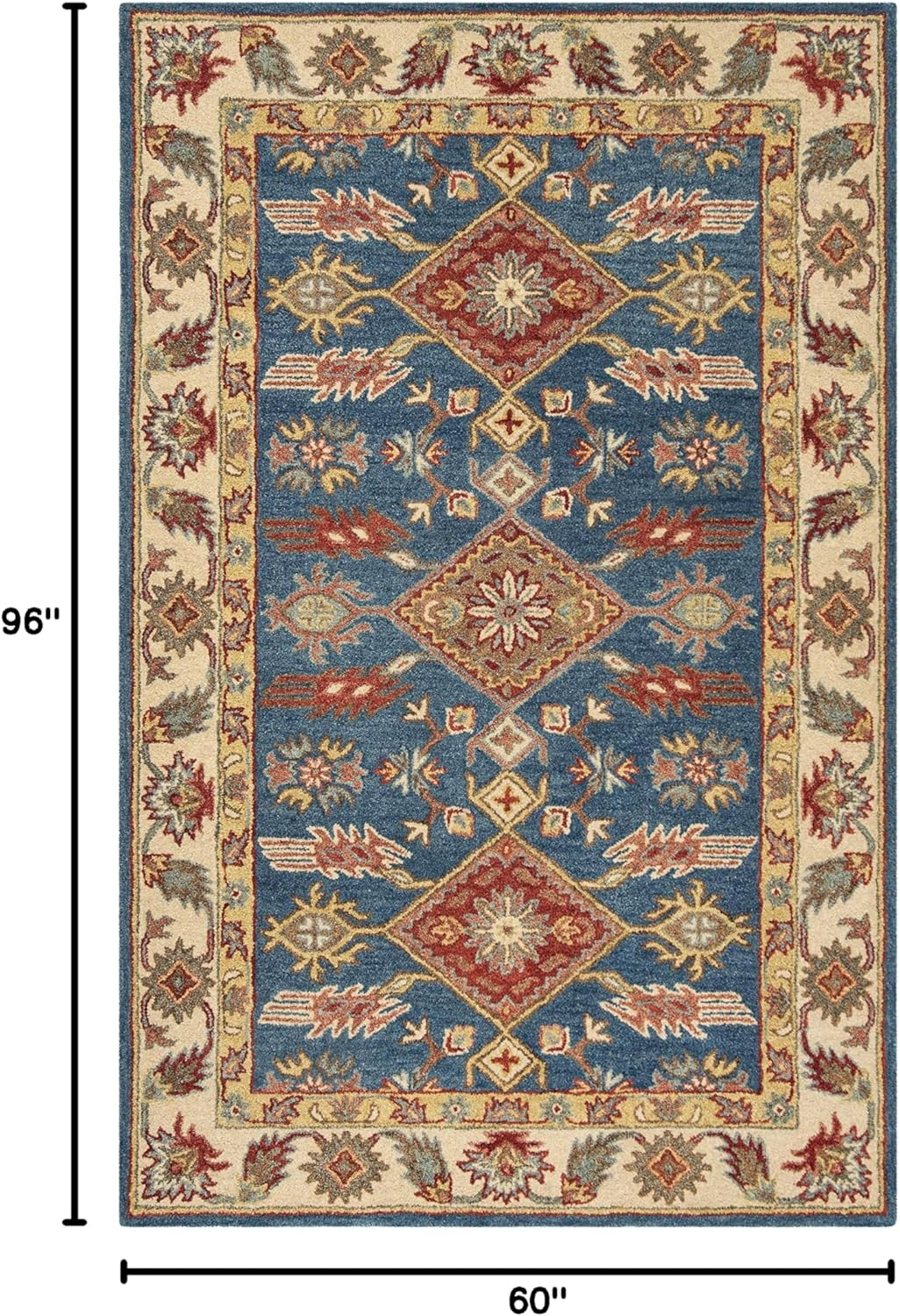 SAFAVIEH Antiquity Sydney Traditional Wool Area Rug, Blue/Red, 5' x 8'