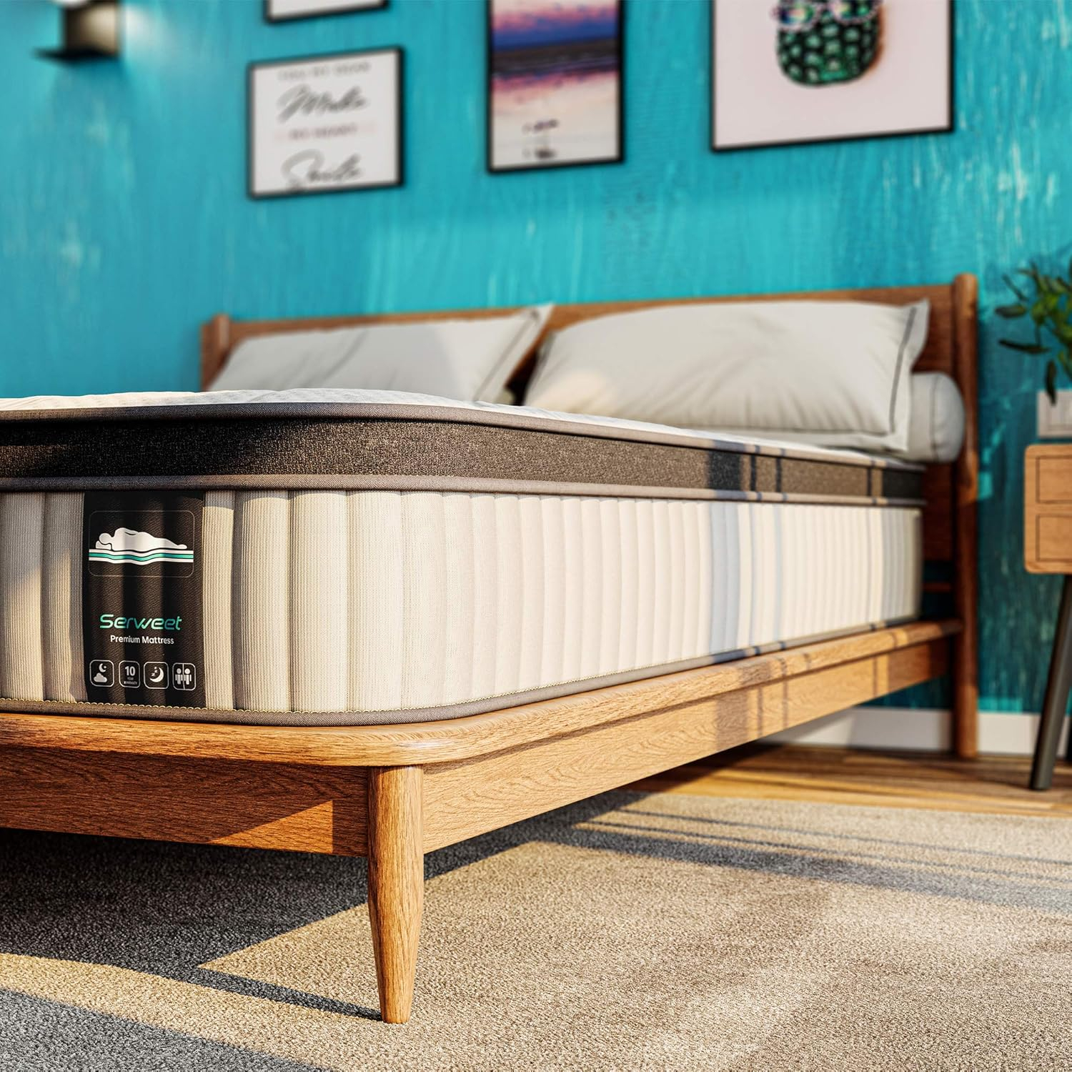 Serweet 12 Inch Memory Foam Hybrid Full Mattress - Heavier Coils for Durable Support - Pocket Innersprings for Motion Isolation - Pressure Relieving - Medium Firm - Made in Century-Old Factory