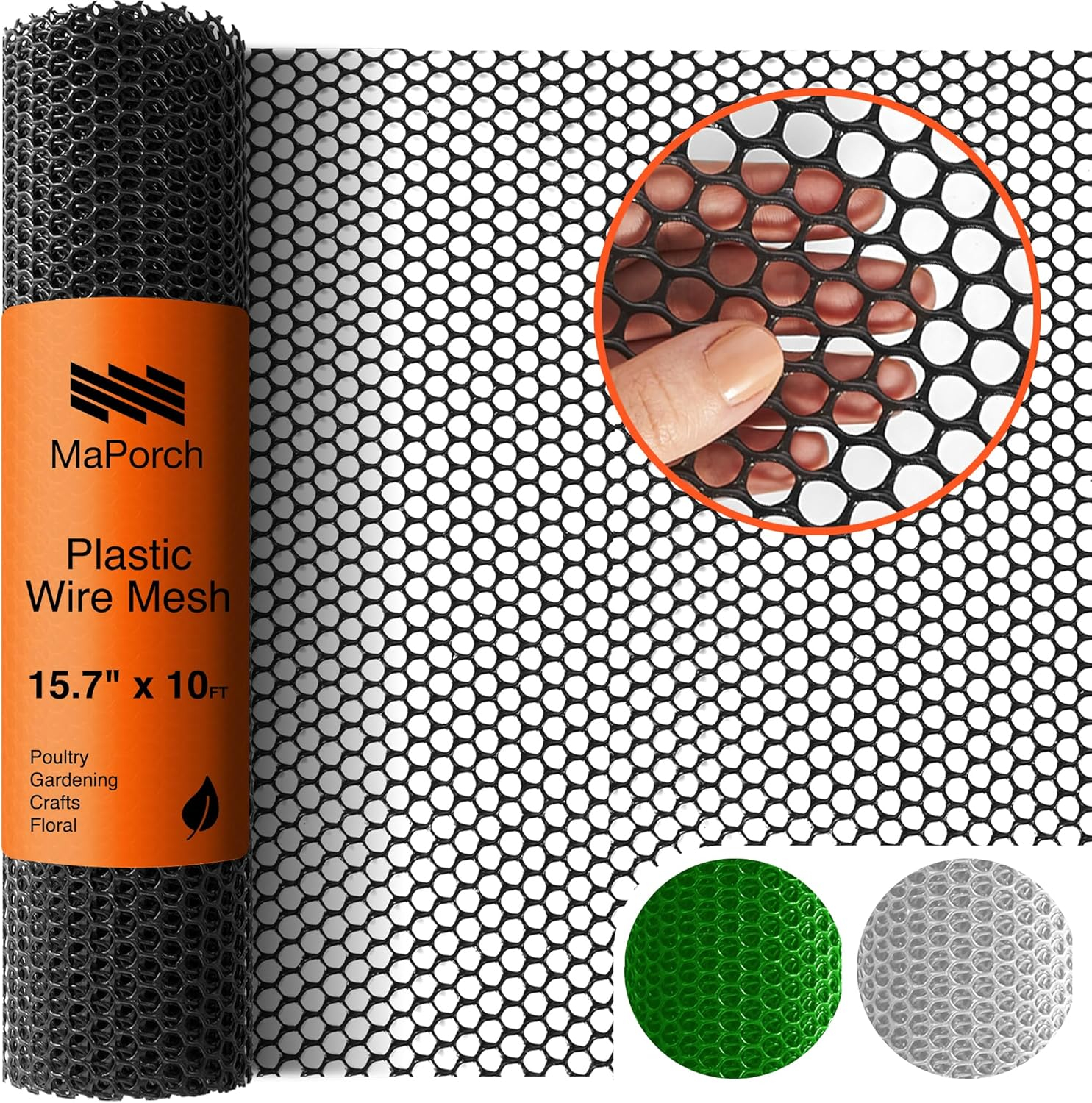 Black Plastic Chicken Wire Mesh Fence 15.7in x 10ft Roll