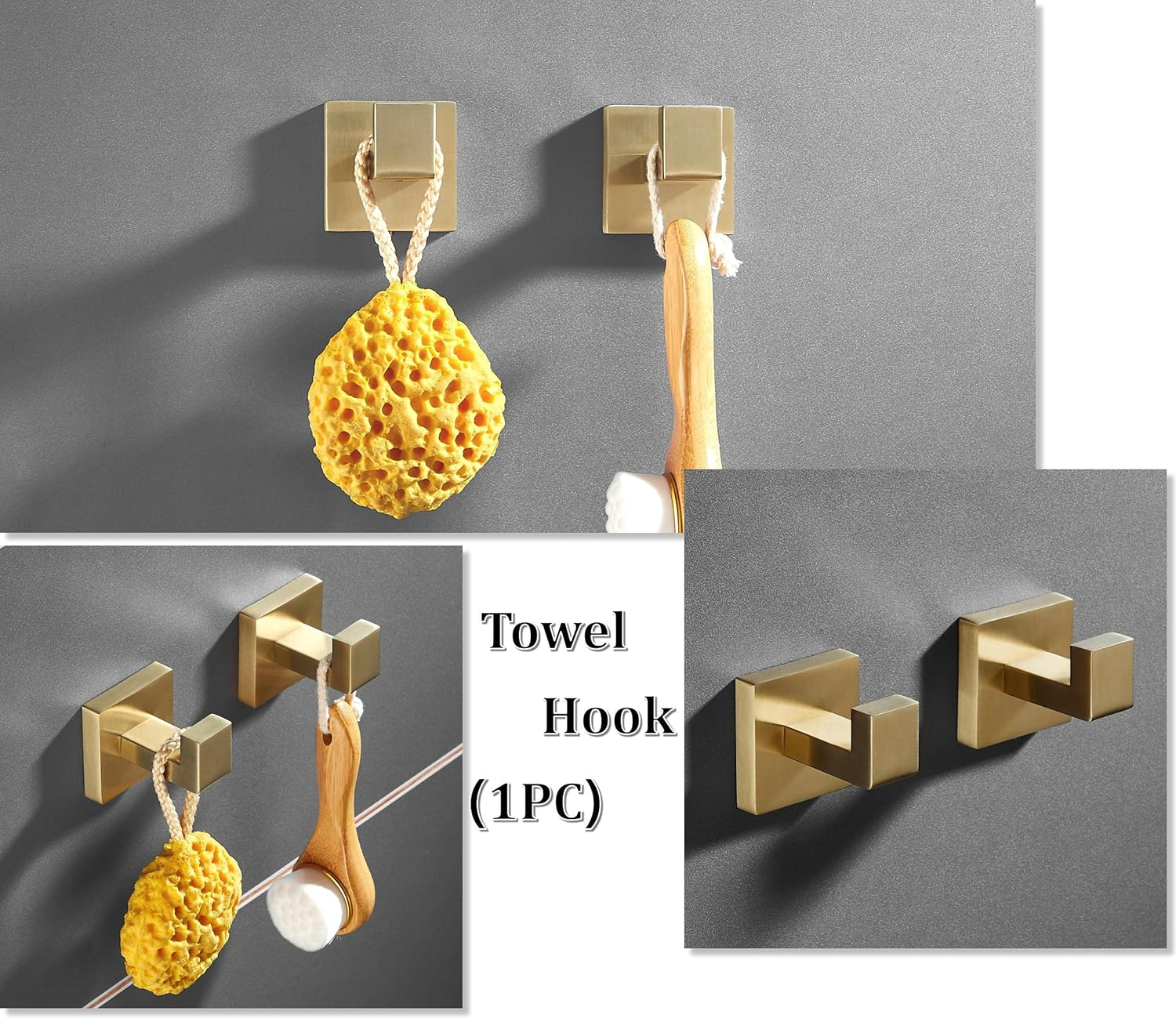 Bathroom Hardware Accessories Set Gold: Brushed Toilet Paper Holder Hand Towel Holder Towel Hook - Wall Mounted Stainless Steel 3 Pieces Towel Bar Set SHUNLI